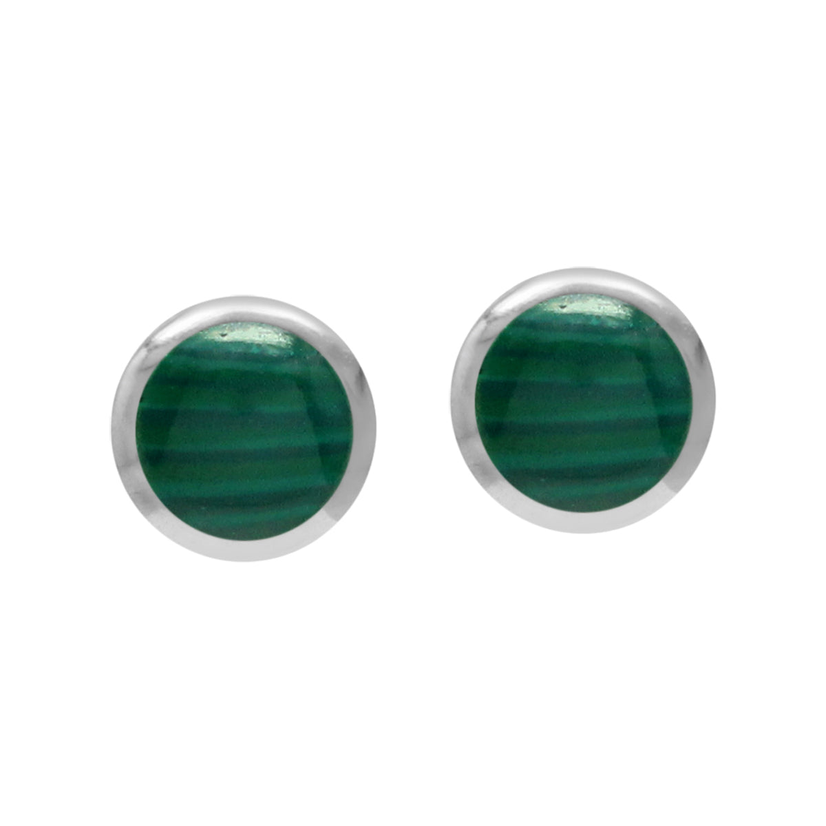 Petite 4mm Created Green Malachite Inlay 925 Sterling Silver Stud Earrings Womens Jewelry Best for Second and Third Hole - Silvershake-store