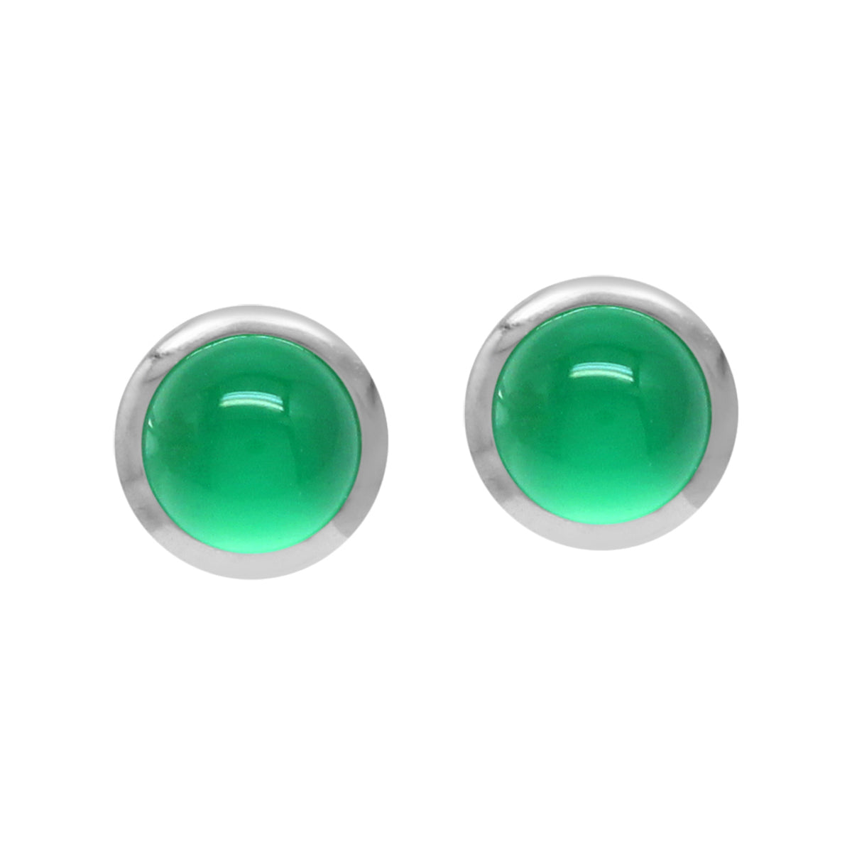 Petite 4mm Round Emerald Green Onyx 925 Sterling Silver Stud Earrings Good for Second or Third Hole - Silvershake-store