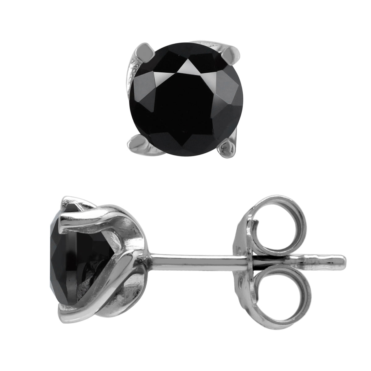 2 Ct 6MM Natural Black Onyx Gemstone 925 Sterling Silver Stud Earrings for Women - Silvershake-store