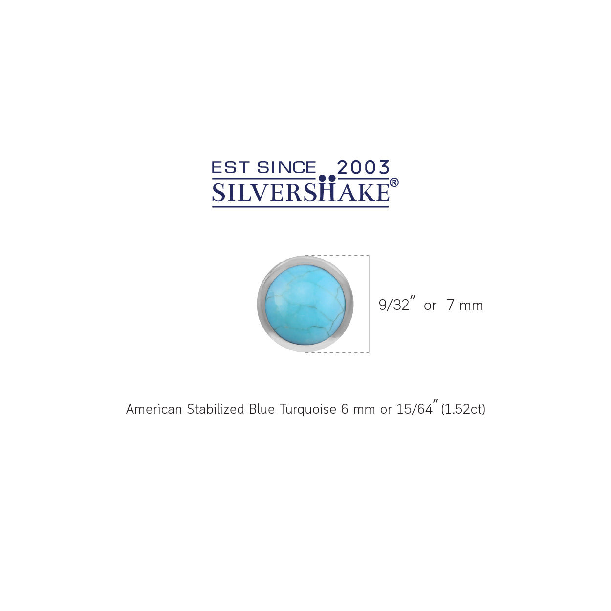 6mm Genuine Round Shape Light Blue American Turquoise White Gold Plated 925 Sterling Silver Stud Earrings - Silvershake-store