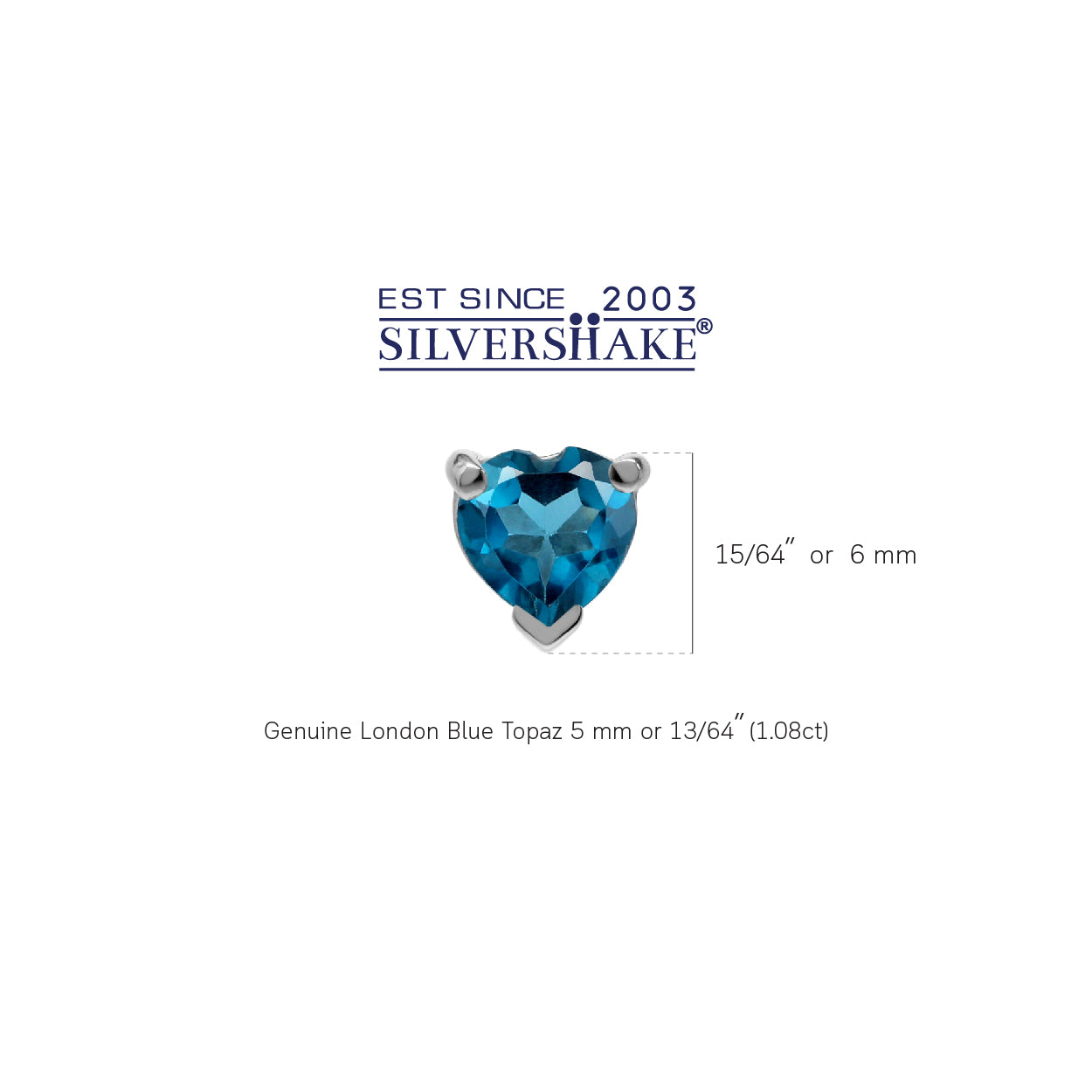 Genuine Petite 1.08ct. 5 mm Round Heart Shape London Blue Topaz 925 Sterling Silver Stud Earrings