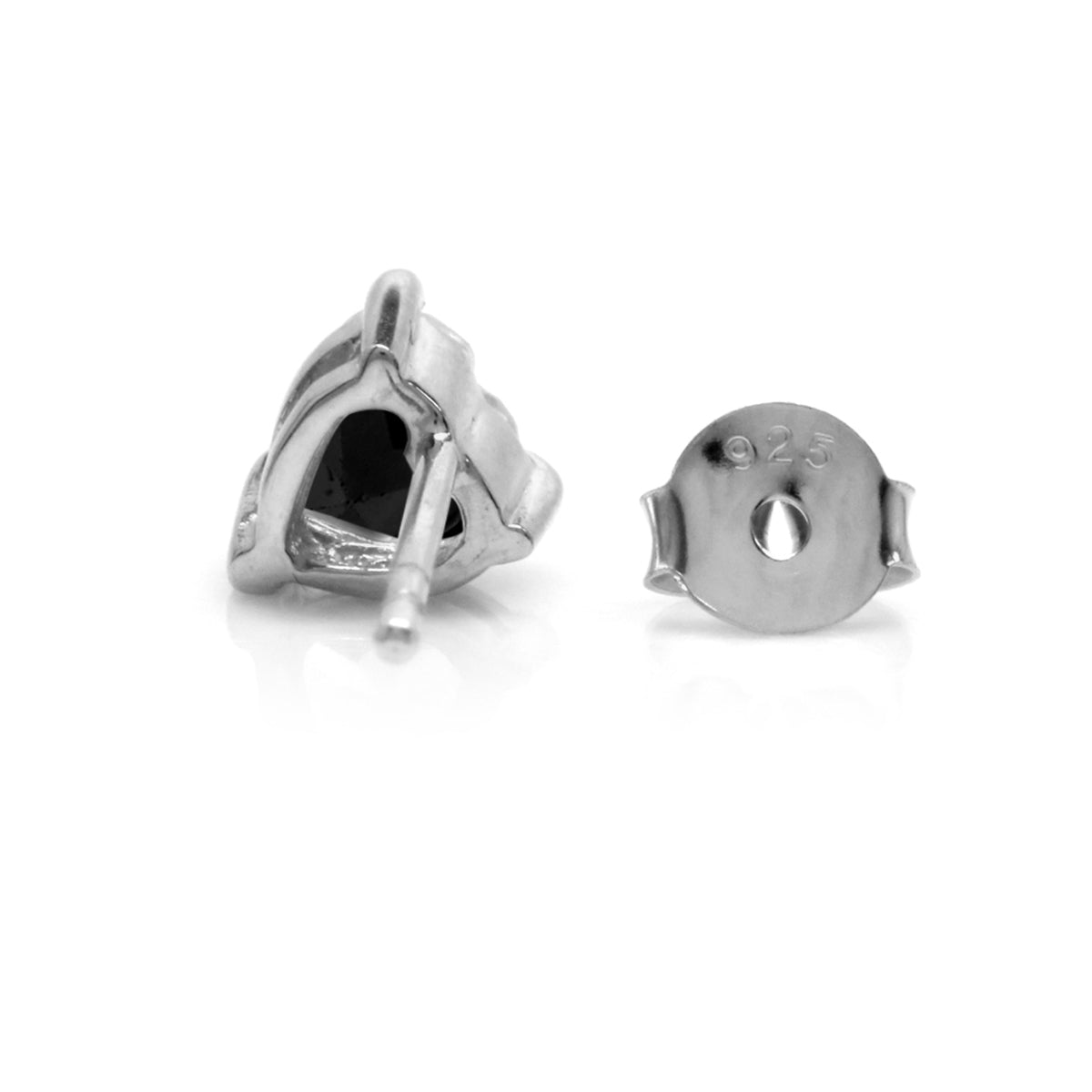 Natural 1.08ct 5 mm Heart Shape Black Onyx 925 Sterling Silver Stud Earrings