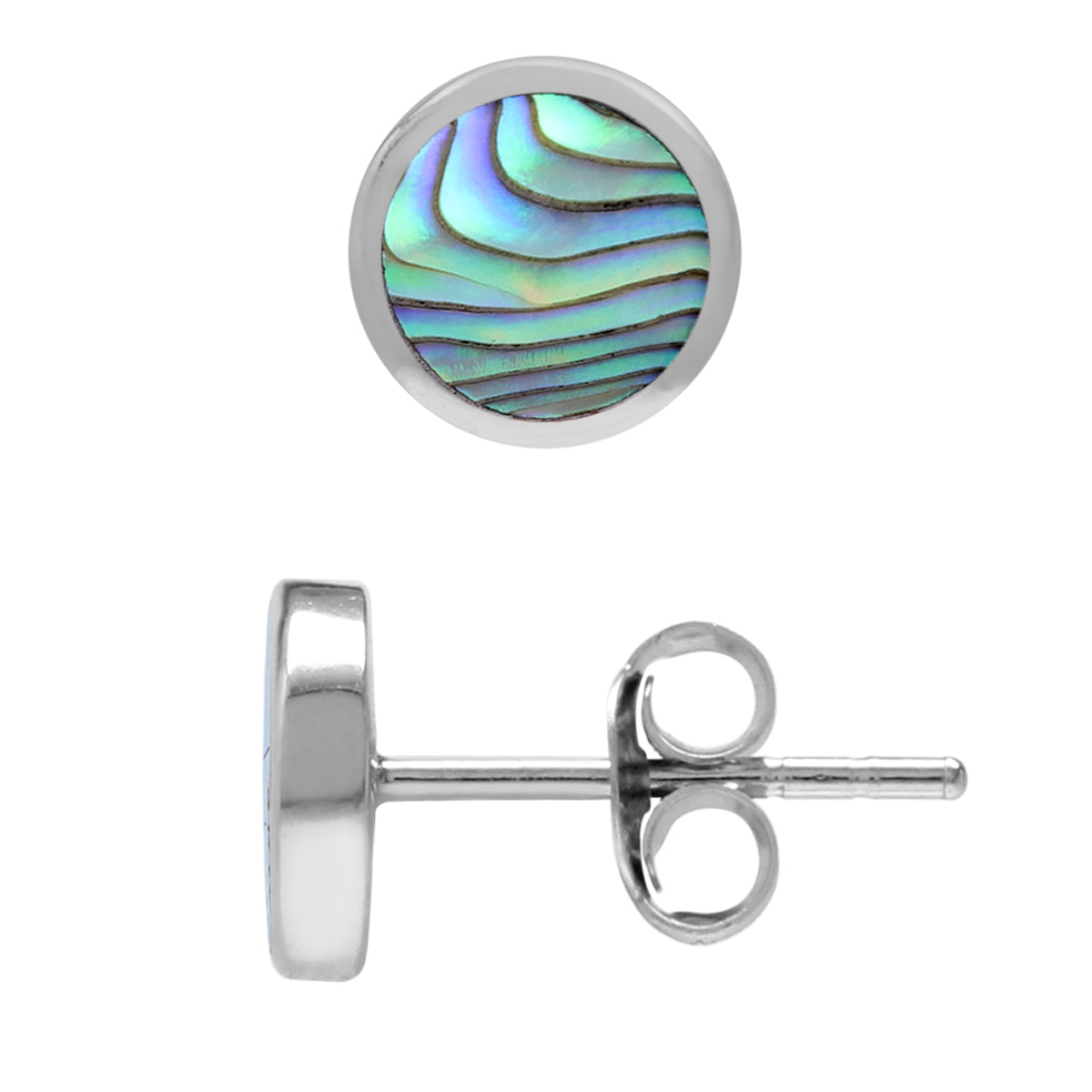 6MM Abalone or Puau Shell Inlay 925 Sterling Silver Round Stud Post Earrings Jewelry for Women - Silvershake-store