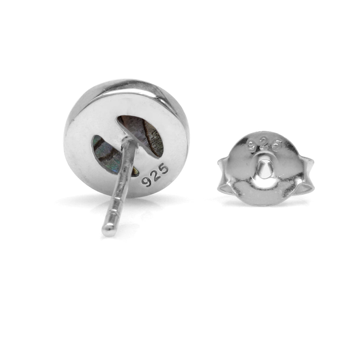 6MM Abalone or Puau Shell Inlay 925 Sterling Silver Round Stud Post Earrings Jewelry for Women - Silvershake-store