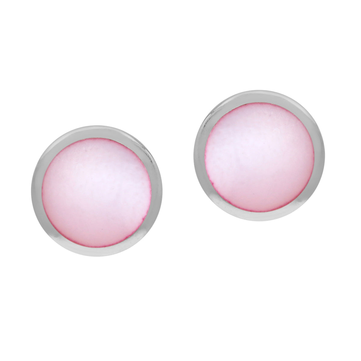 6MM Pink Mother of Pearl Shell Inlay 925 Sterling Silver Round Stud Post Earrings Jewelry for Women - Silvershake-store