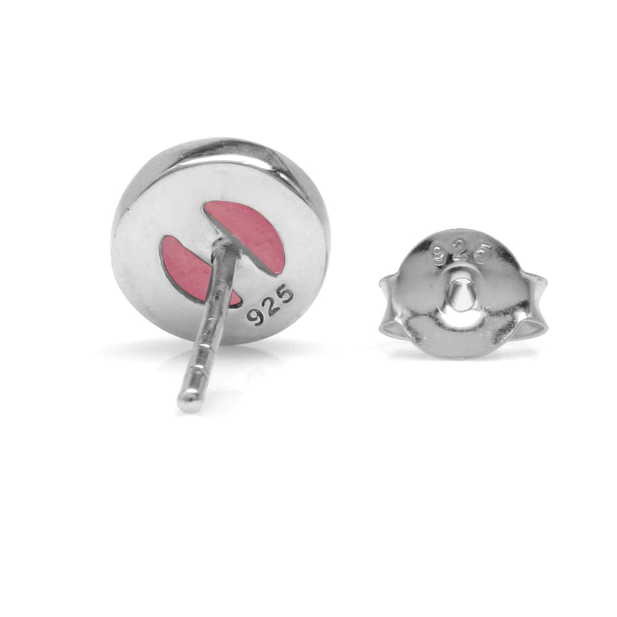 6MM Pink Mother of Pearl Shell Inlay 925 Sterling Silver Round Stud Post Earrings Jewelry for Women - Silvershake-store