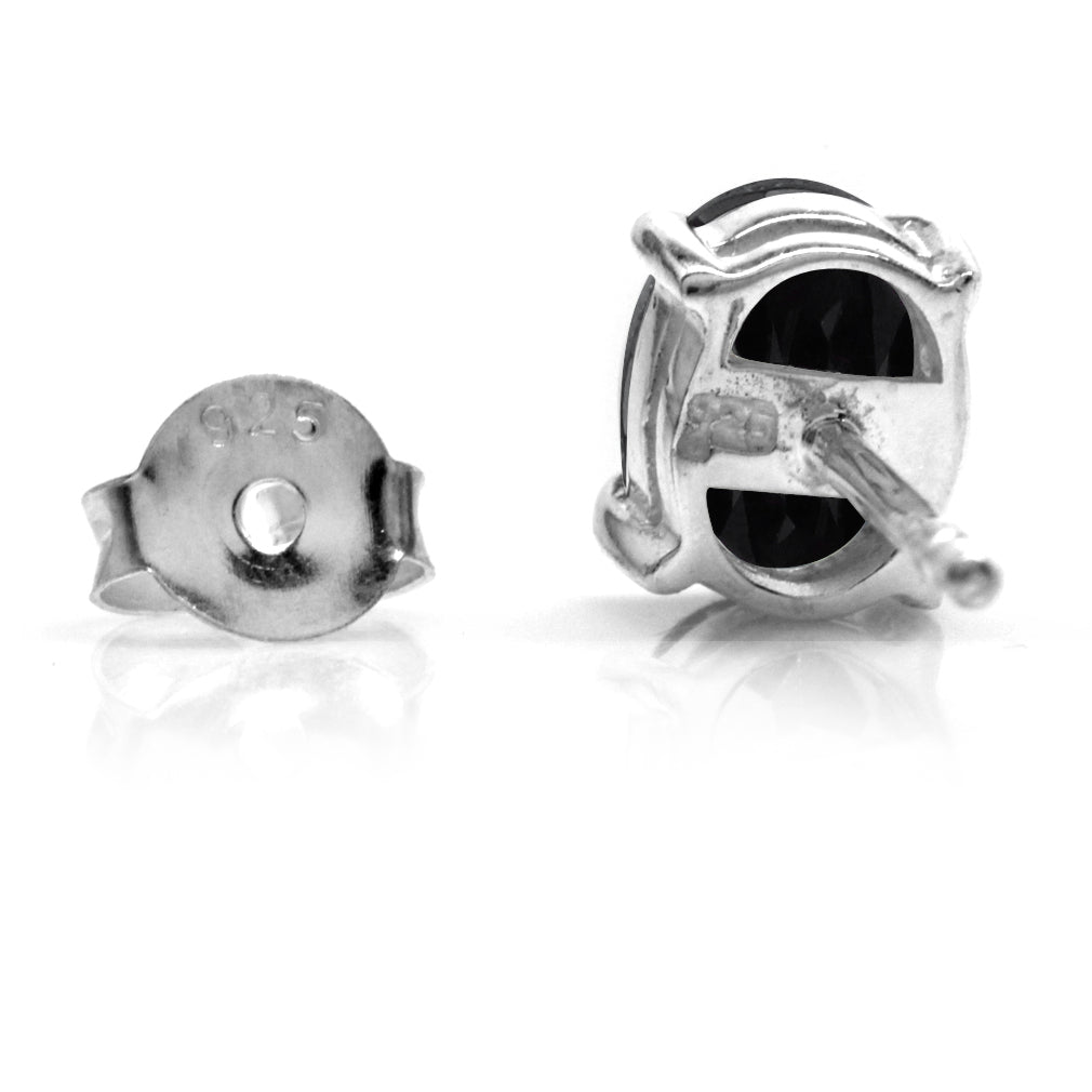 7X5mm 1.4 CTW Oval Black Onyx White Gold Plated 925 Sterling Silver Stud Earrings Jewelry for Women - Silvershake-store