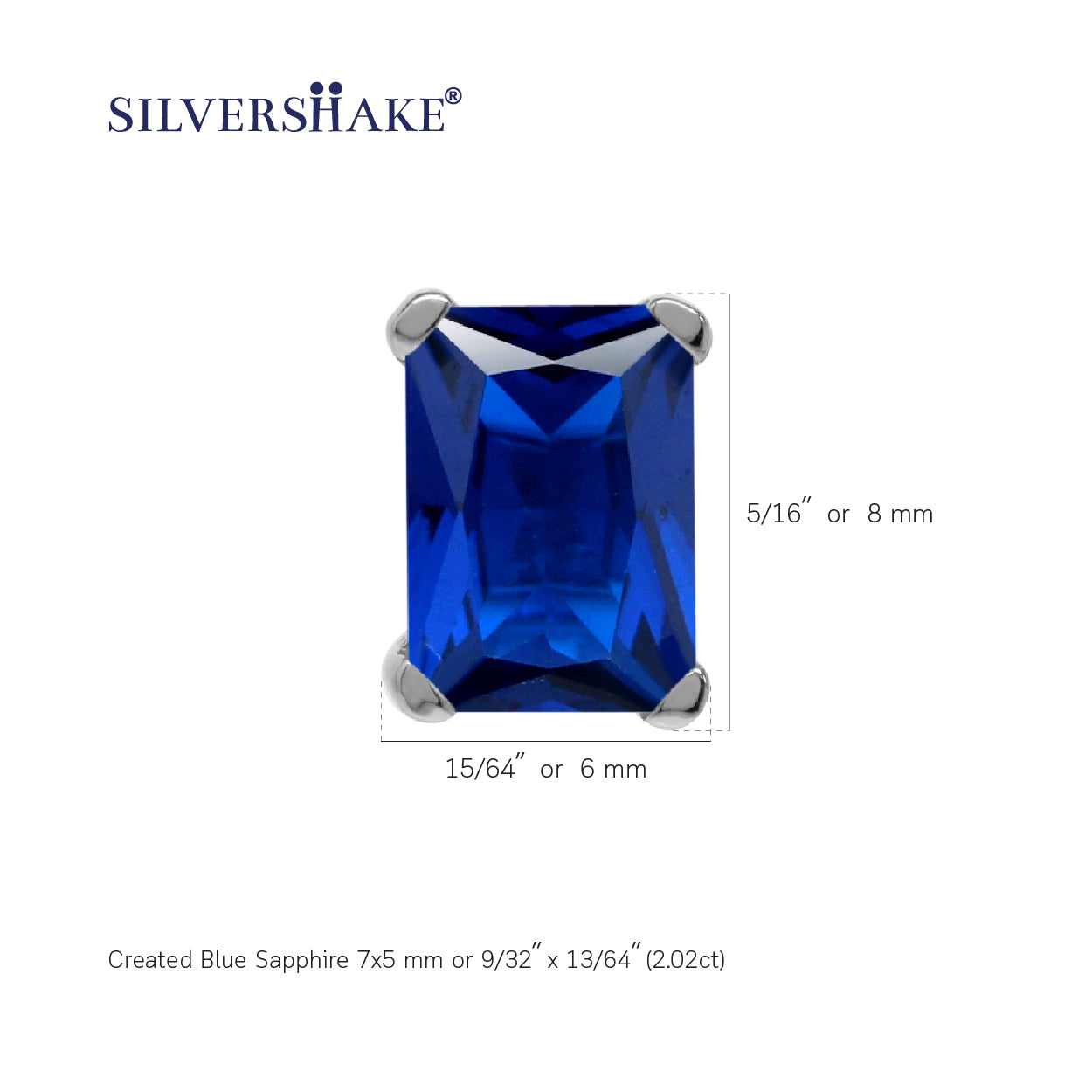 2 CTW 7x5 mm Octagon Created Blue Sapphire 925 Sterling Silver Stud Post Earrings Jewelry for Women - Silvershake-store