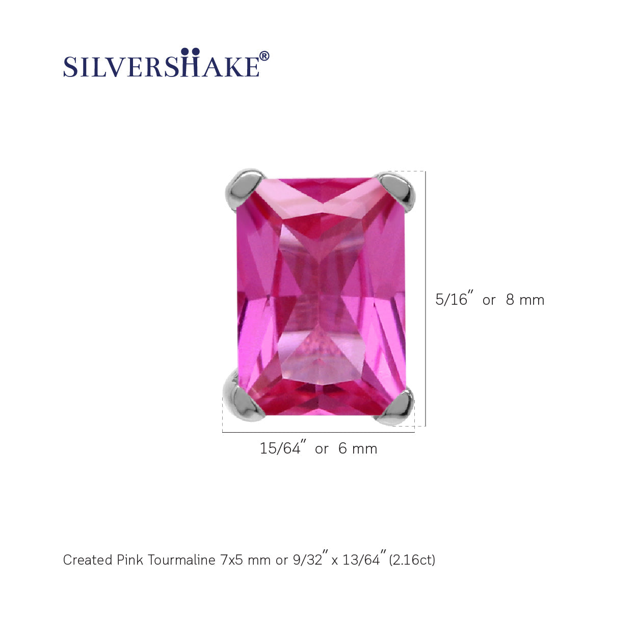 2 CTW 7x5 mm Octagon Created Pink Tourmaline 925 Sterling Silver Stud Post Earrings Jewelry for Women - Silvershake-store