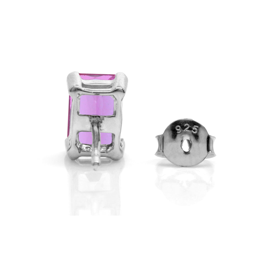 2 CTW 7x5 mm Octagon Created Pink Tourmaline 925 Sterling Silver Stud Post Earrings Jewelry for Women - Silvershake-store