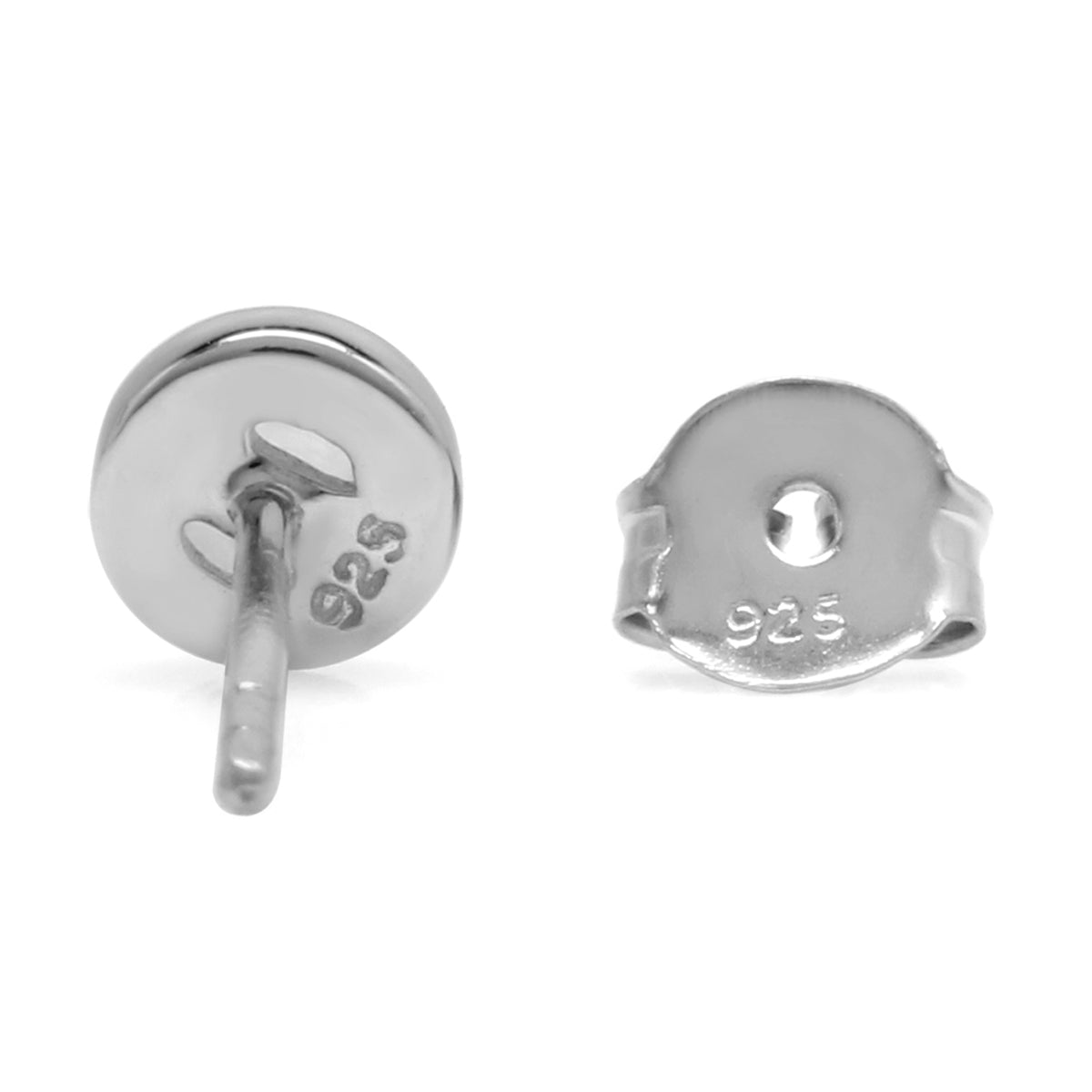 4MM Petite 2-Pair Set Natural Round Shape Rainbow Moonstone and Black Onyx White Gold Plated 925 Sterling Silver Stud Gemstone Earrings for Second and Third Hole - Silvershake-store