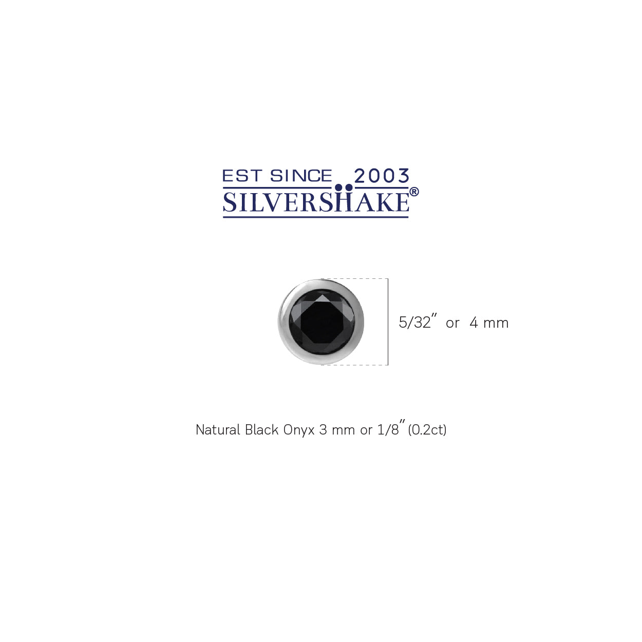 3MM Extra Petite Natural Round Shape Black Onyx 925 Sterling Silver Bezel Set Stud Gemstone Earrings for Second or Third Hole Unisex Jewelry for Women or Men - Silvershake-store