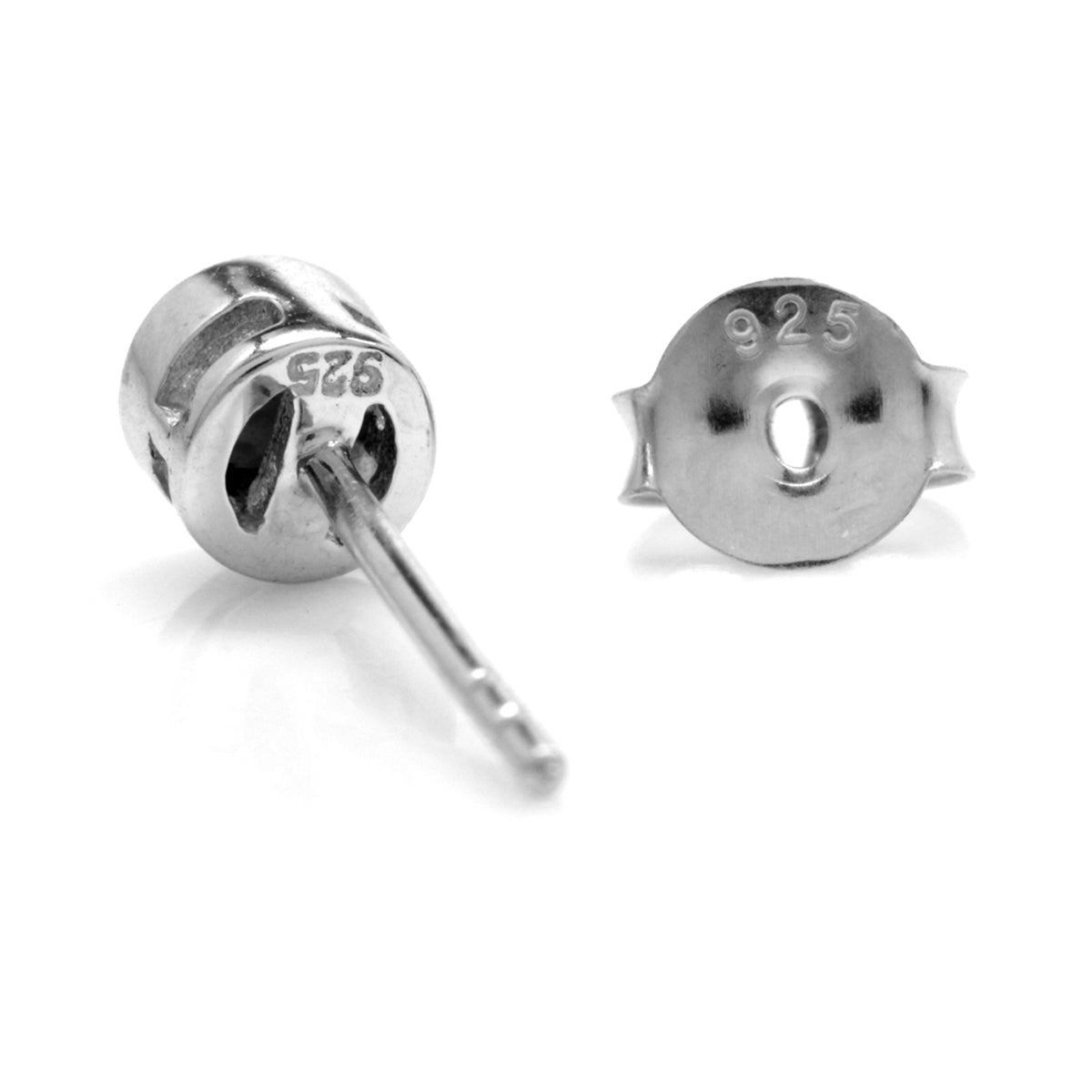 3MM Extra Petite Created Round Blue Sapphire 925 Sterling Silver Bezel Set Stud Earrings for Second or Third Hole Unisex Jewelry for Women or Men September Gemstone Birthstone - Silvershake-store