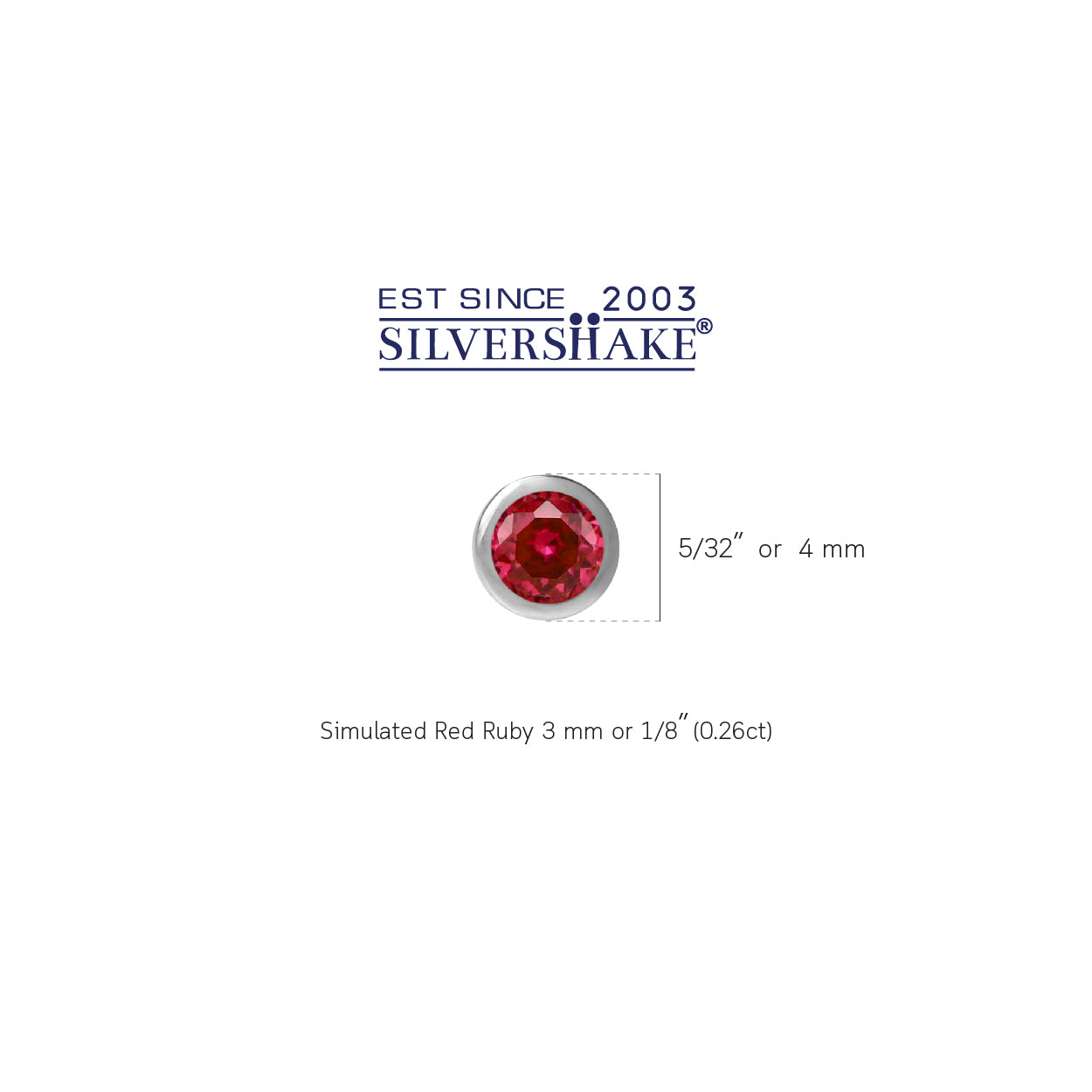 3MM Extra Petite Simulated Round Shape Red Ruby 925 Sterling Silver Bezel Set Stud Earrings for Second or Third Hole Unisex Jewelry for Women or Men July Gemstone Birthstone - Silvershake-store