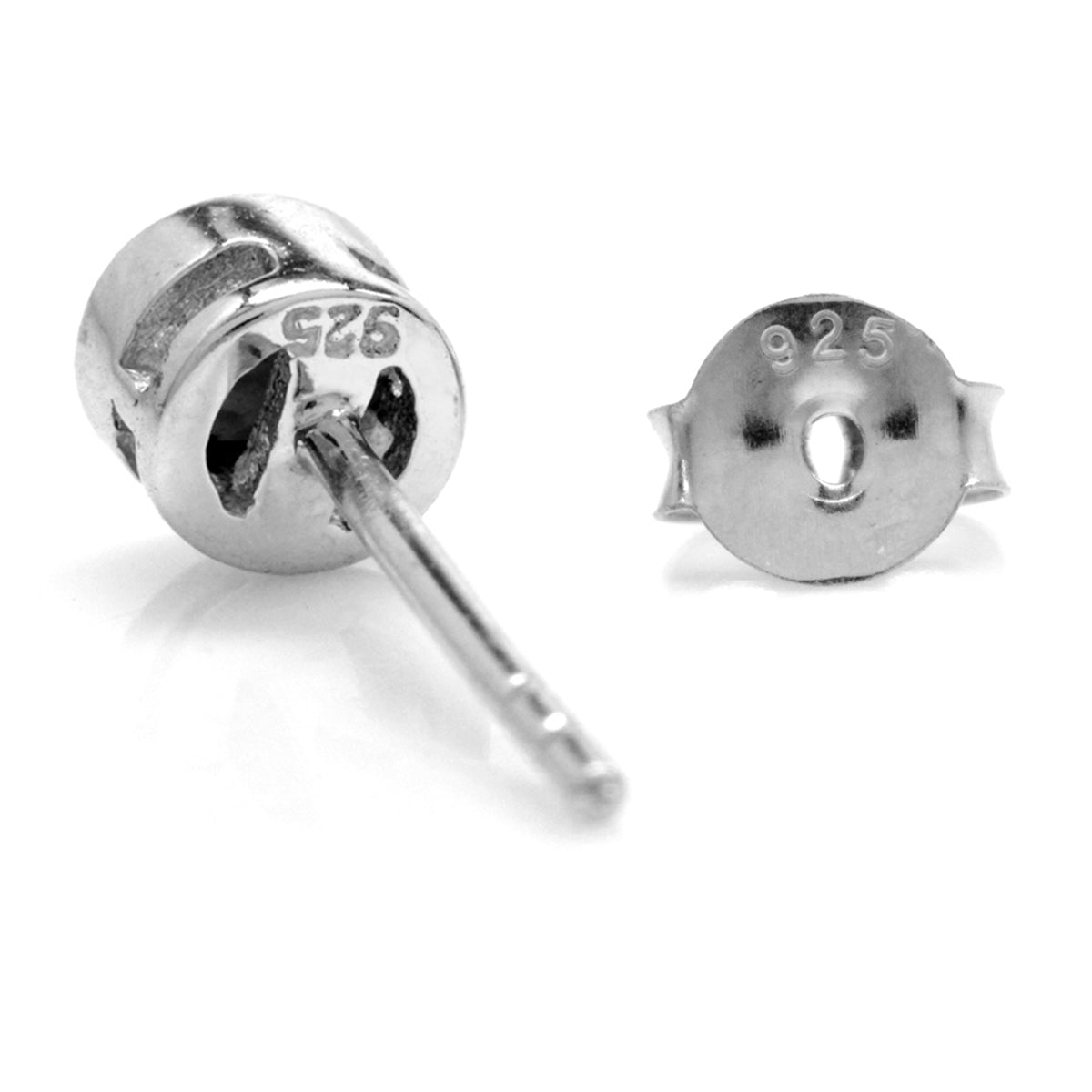 4MM Petite Natural Round Shape Black Onyx 925 Sterling Silver Bezel Set Stud Gemstone Earrings for Second or Third Hole Unisex Jewelry for Women or Men - Silvershake-store