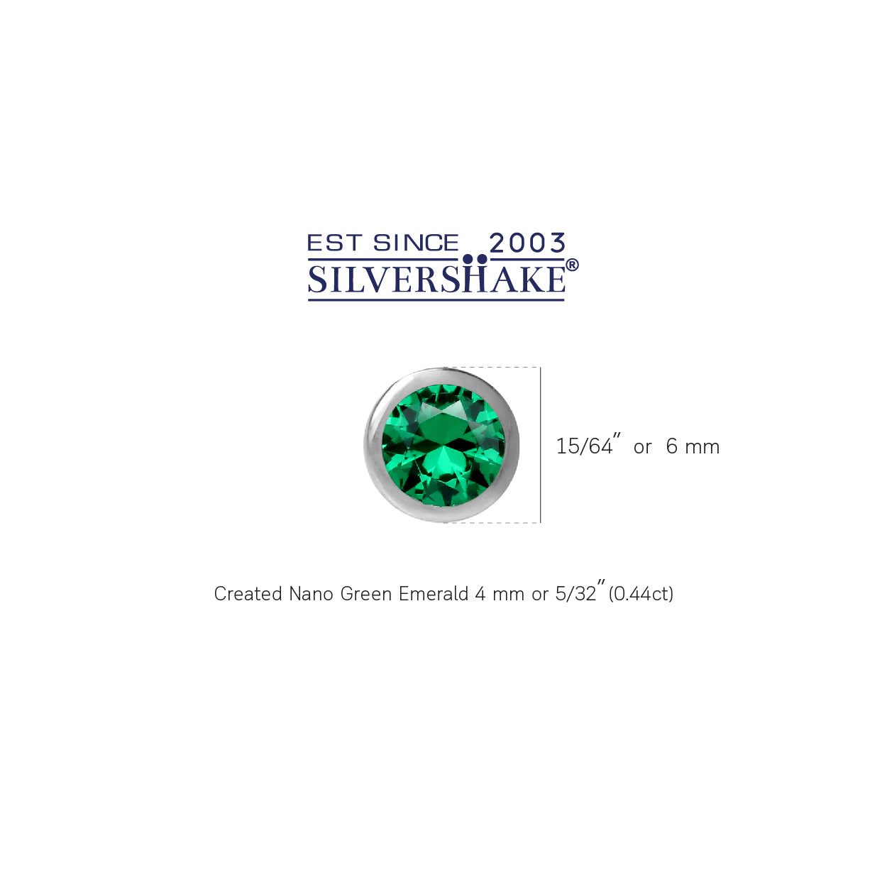 4MM Petite Created Round Shape Nano Green Emerald 925 Sterling Silver Bezel Set Stud Earrings for Second or Third Hole Unisex Jewelry for Women or Men May Gemstone Birthstone - Silvershake-store