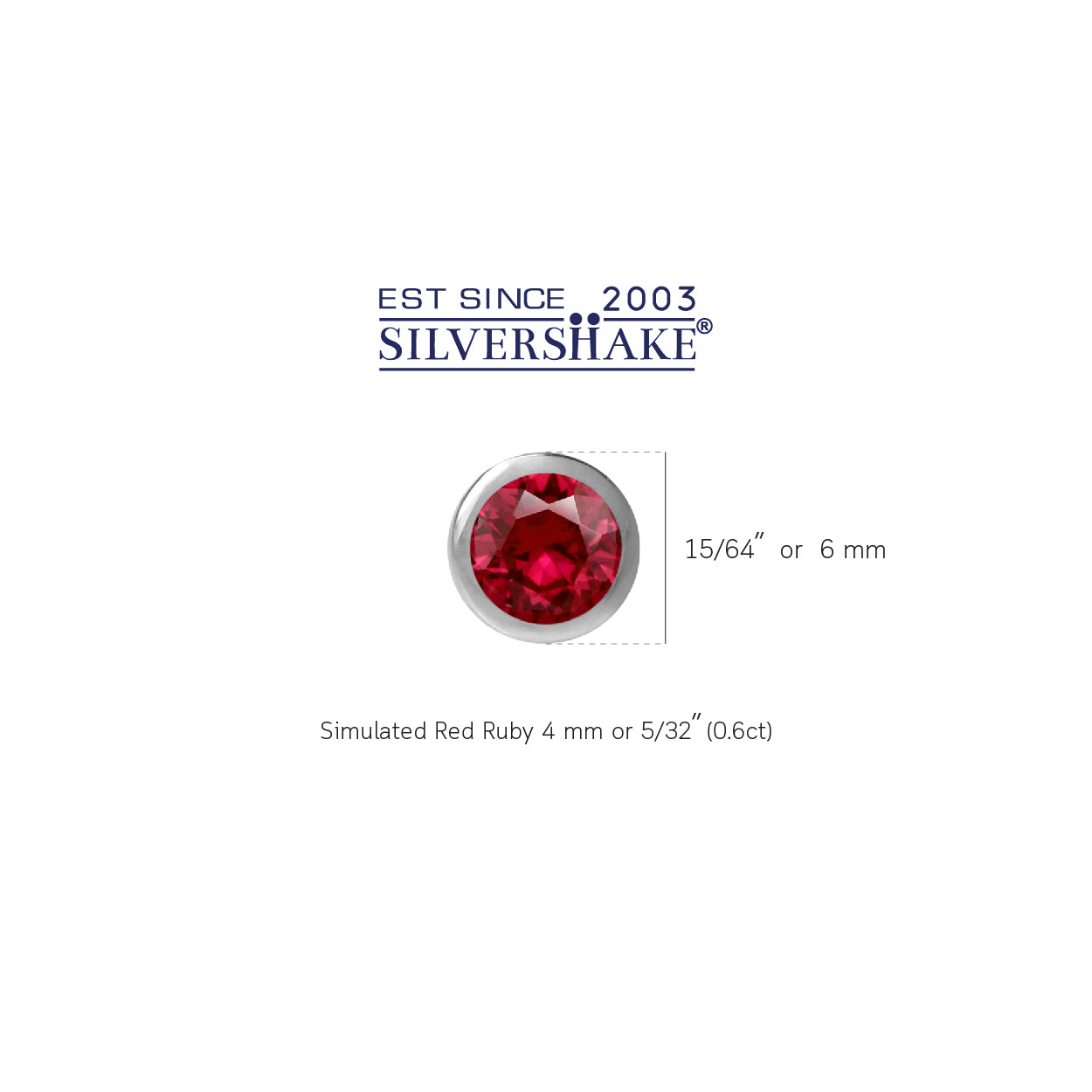 4MM Petite Simulated Round Shape Red Ruby 925 Sterling Silver Bezel Set Stud Earrings for Second or Third Hole Unisex Jewelry for Women or Men July Gemstone Birthstone - Silvershake-store