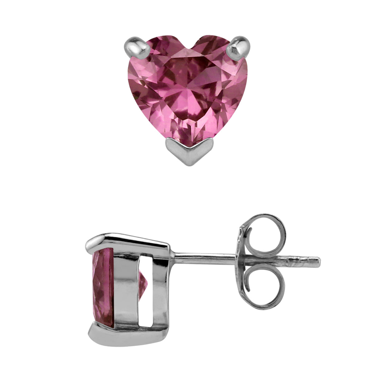 7mm Created Heart Shape Color Change Alexandrite White Gold Plated 925 Sterling Silver Stud Earrings