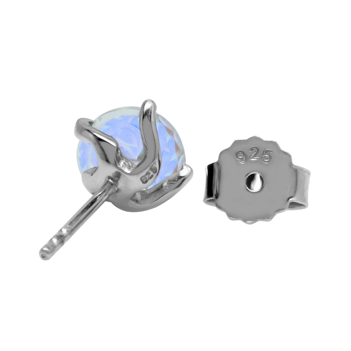 2 CTW 6MM Round Shape Genuine Mercury Mist Aurora Borealis (AB) Topaz 925 Sterling Silver Business Attire Stud Gemstone Earrings for Women - Silvershake-store