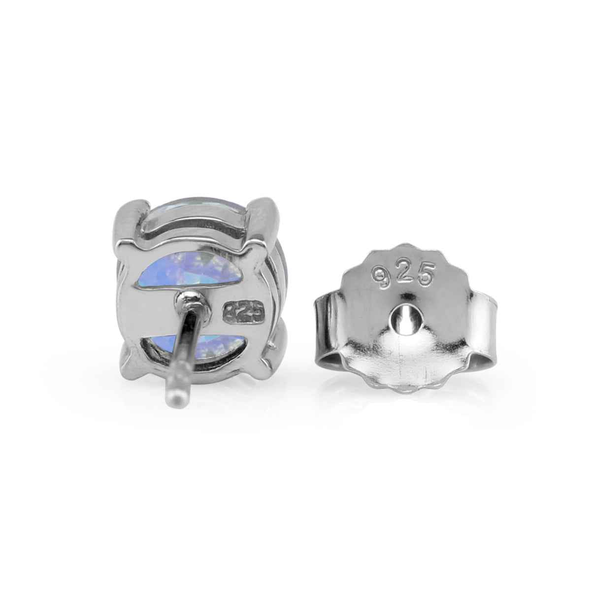 2 CTW 6MM Genuine Mercury Mist Aurora Borealis (AB) Topaz 925 Sterling Silver Stud Gemstone Earrings