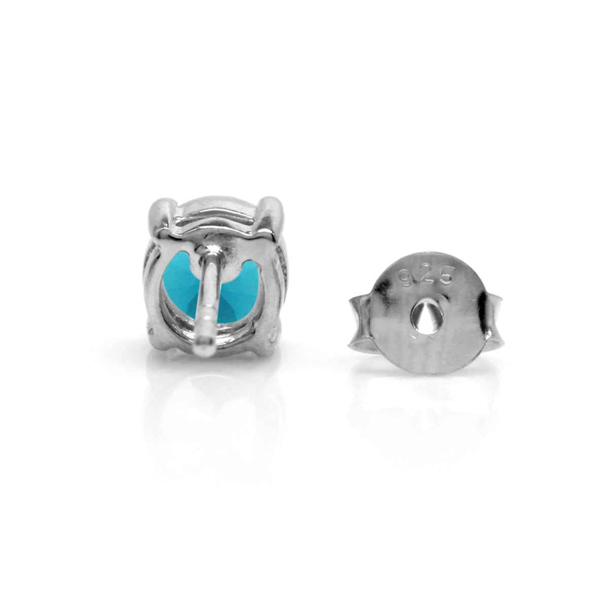 5MM Petite Round Shape Genuine Paraiba Neon Blue Topaz 925 Sterling Silver Stud Gemstone Earrings