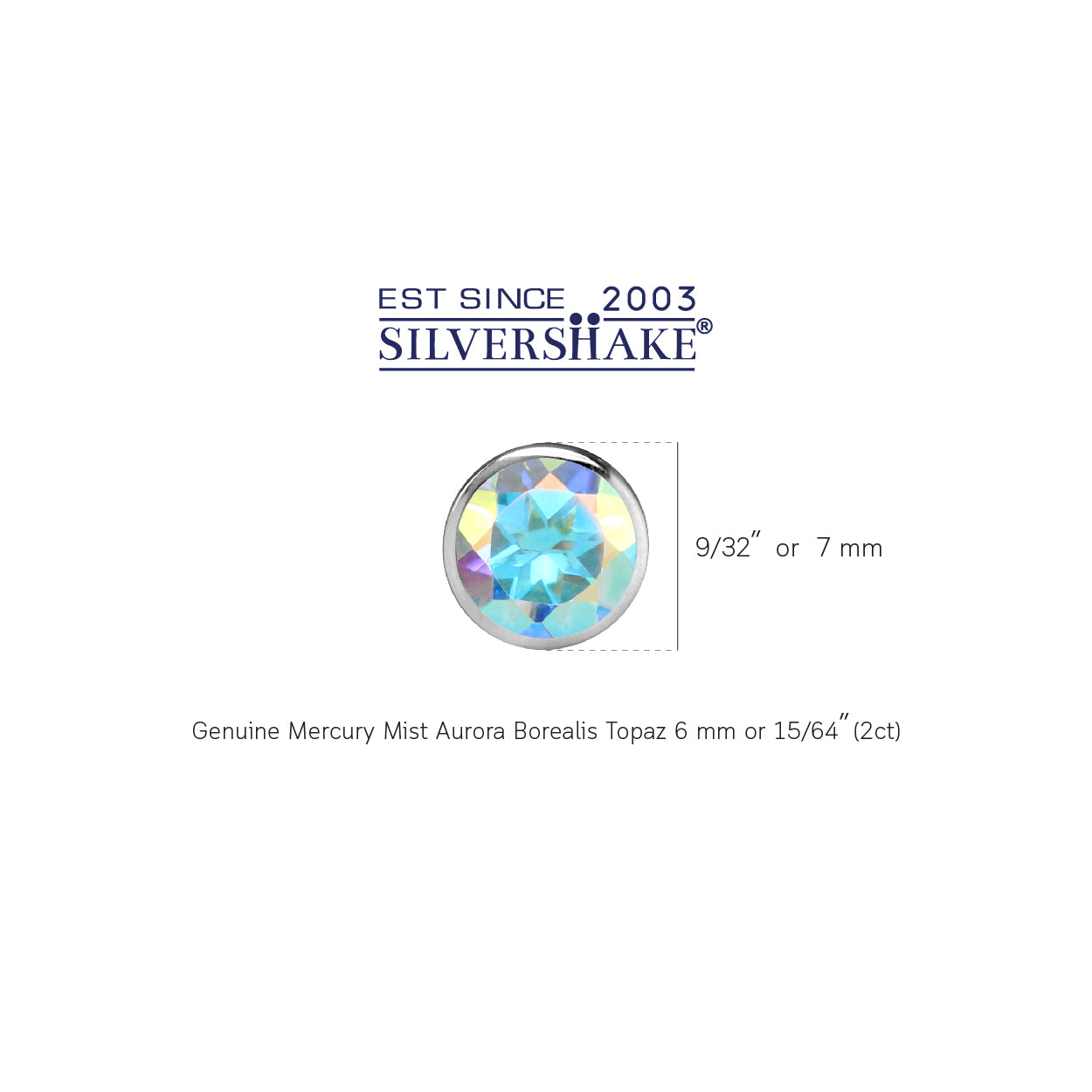 2 CTW 6MM Genuine Round Shape Mercury Mist Aurora Borealis (AB) Topaz 925 Sterling Silver Bezel Set Stud Gemstone Earrings for Women - Silvershake-store