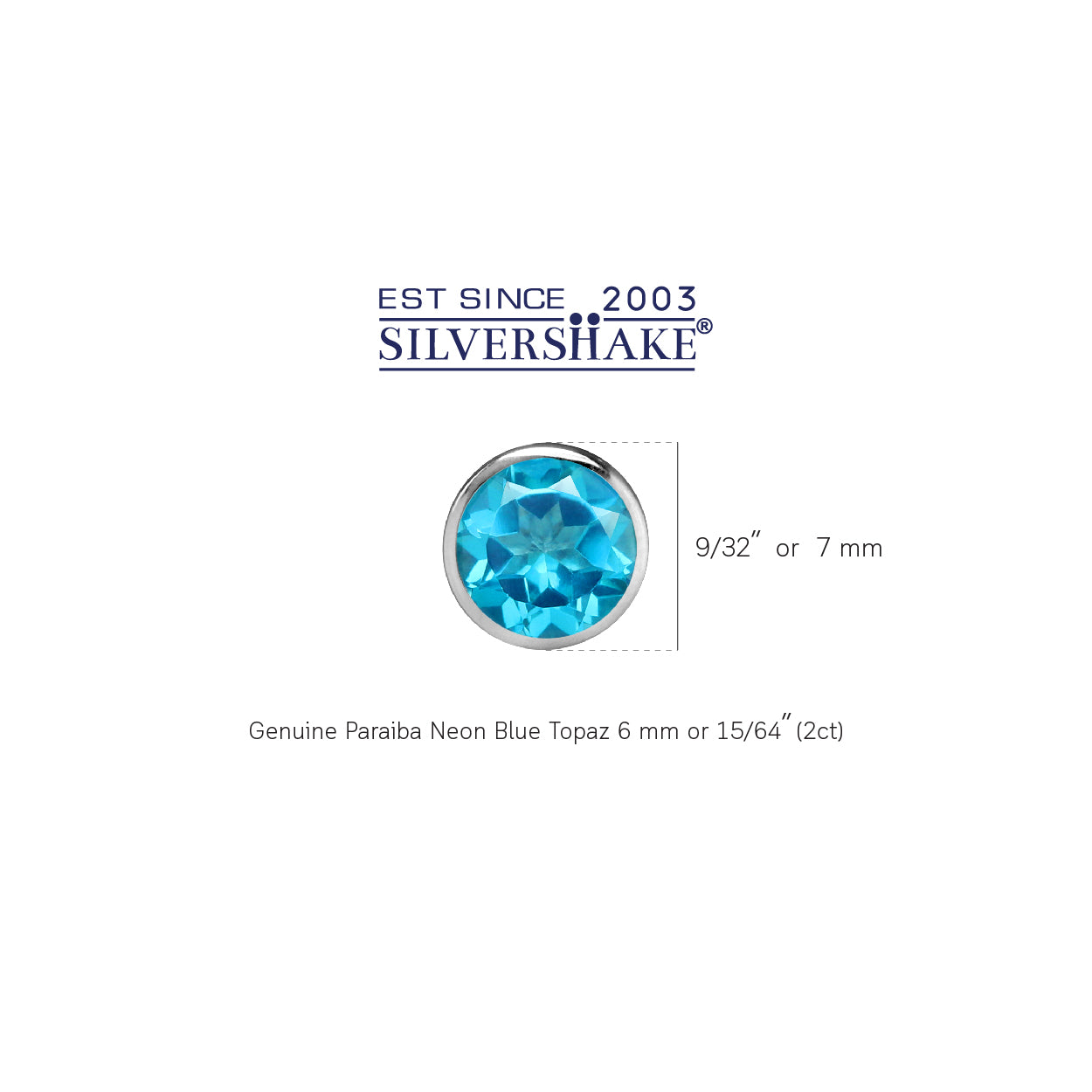 2 CTW 6MM Genuine Round Shape Paraiba Neon Blue Topaz 925 Sterling Silver Bezel Set Stud Gemstone Earrings for Women - Silvershake-store