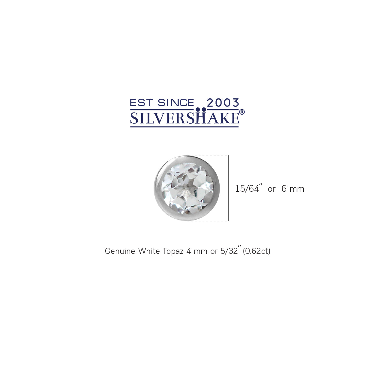 4MM Petite Genuine Round Shape White Topaz 925 Sterling Silver Bezel Set Stud Earrings for Second or Third Hole Unisex Jewelry for Women or Men April Gemstone Birthstone - Silvershake-store