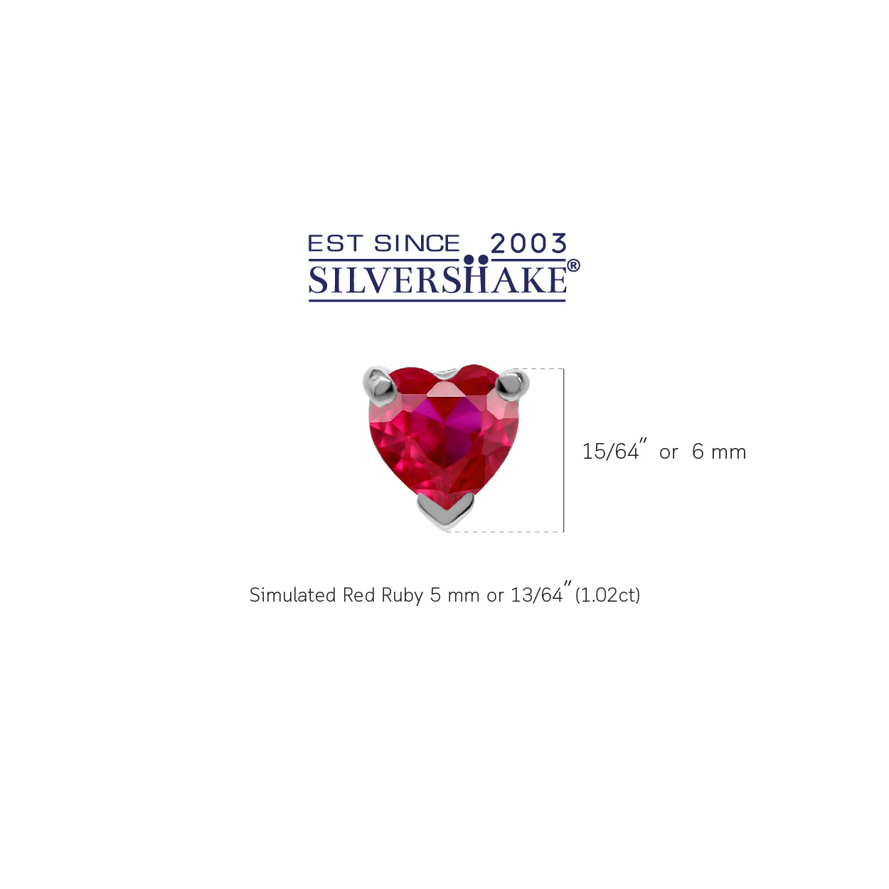 Petite 5MM Simulated Heart Shape Red Ruby 925 Sterling Silver Stud Gemstone Earrings
