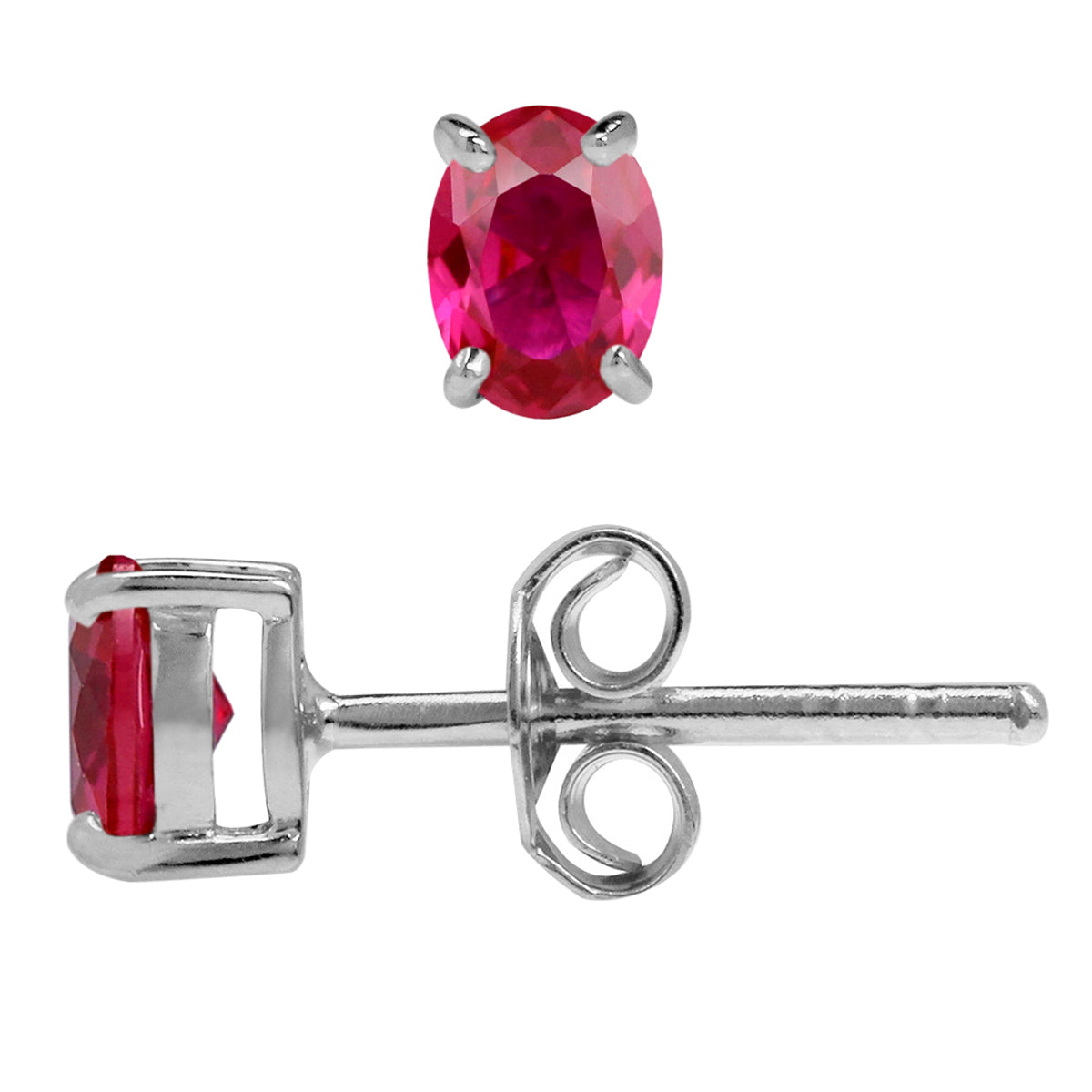 Petite 5X4mm Simulated Oval Shape Red Ruby 925 Sterling Silver Stud Gemstone Earrings silvershake