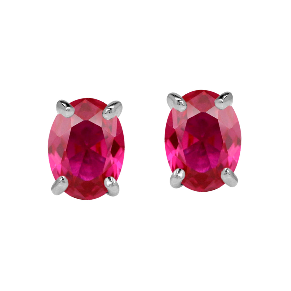 Petite 5X4mm Simulated Oval Shape Red Ruby 925 Sterling Silver Stud Gemstone Earrings silvershake