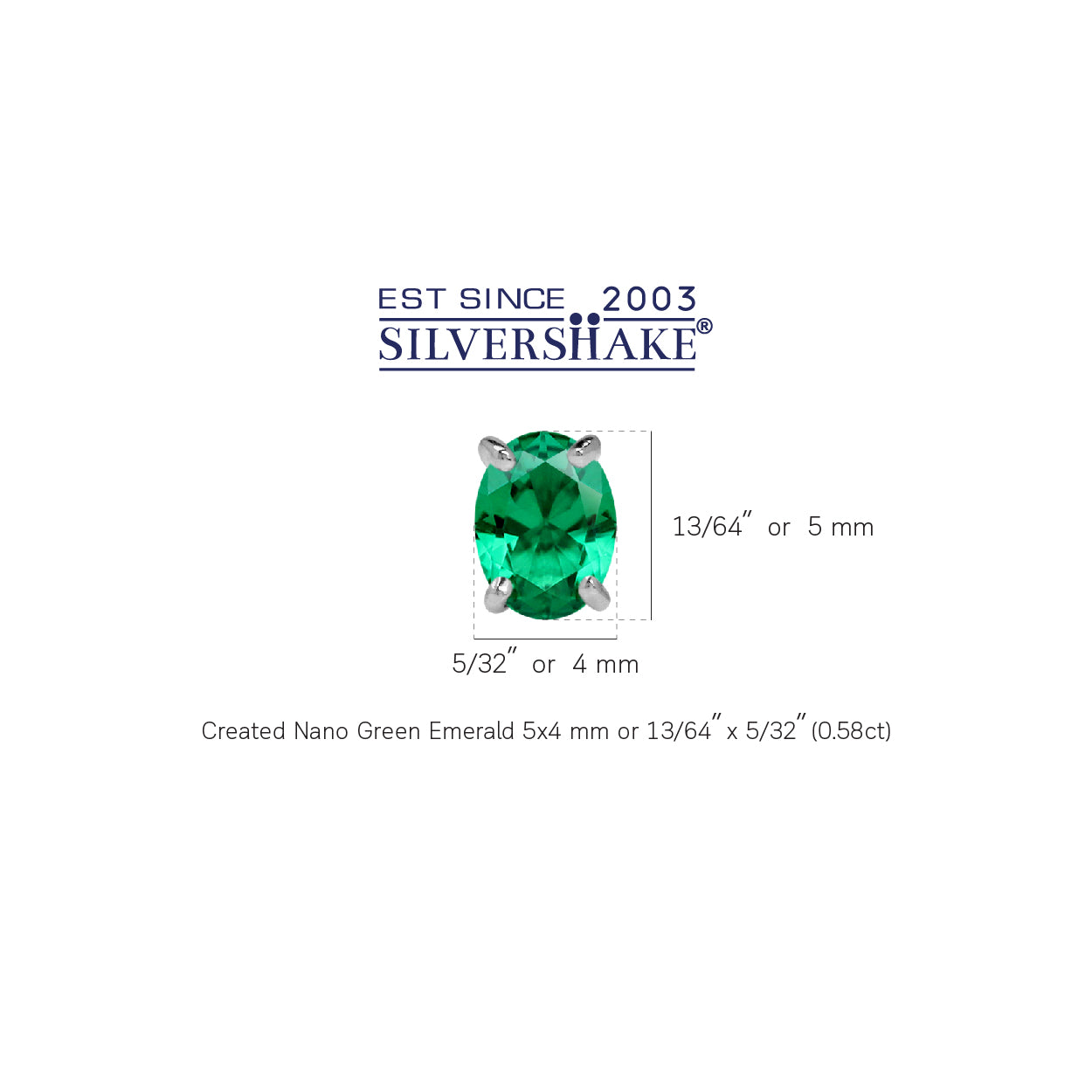 Petite 5X4mm Created Oval Shape Nano Green Emerald 925 Sterling Silver Stud Gemstone Earrings silvershake