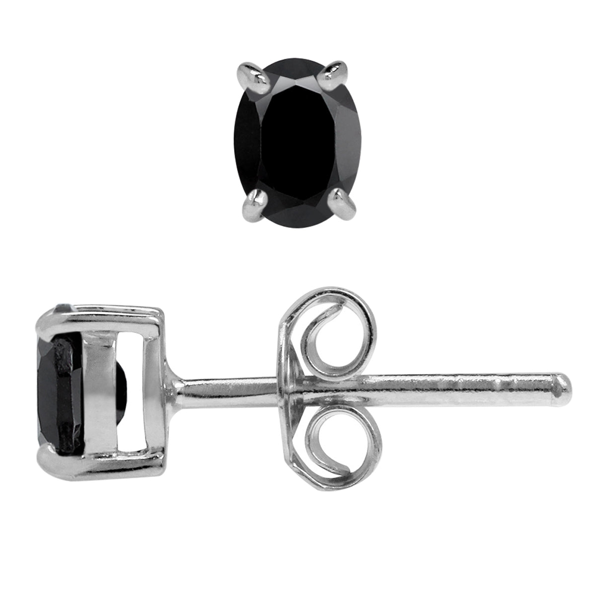 Petite 5X4mm Natural Oval Shape Black Onyx 925 Sterling Silver Stud Gemstone Earrings silvershake