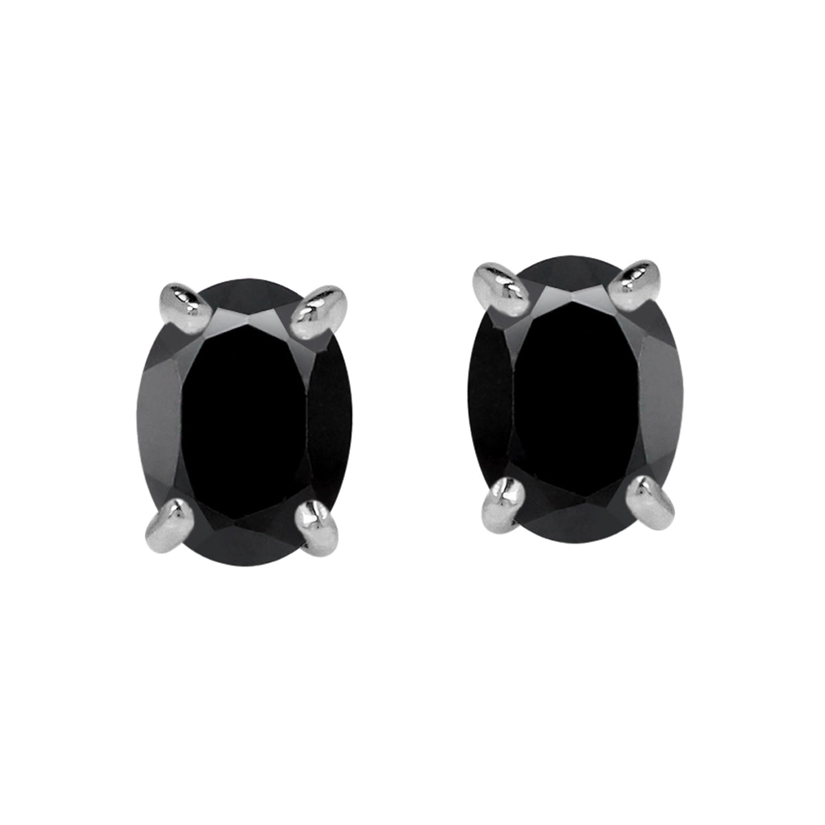 Petite 5X4mm Natural Oval Shape Black Onyx 925 Sterling Silver Stud Gemstone Earrings silvershake