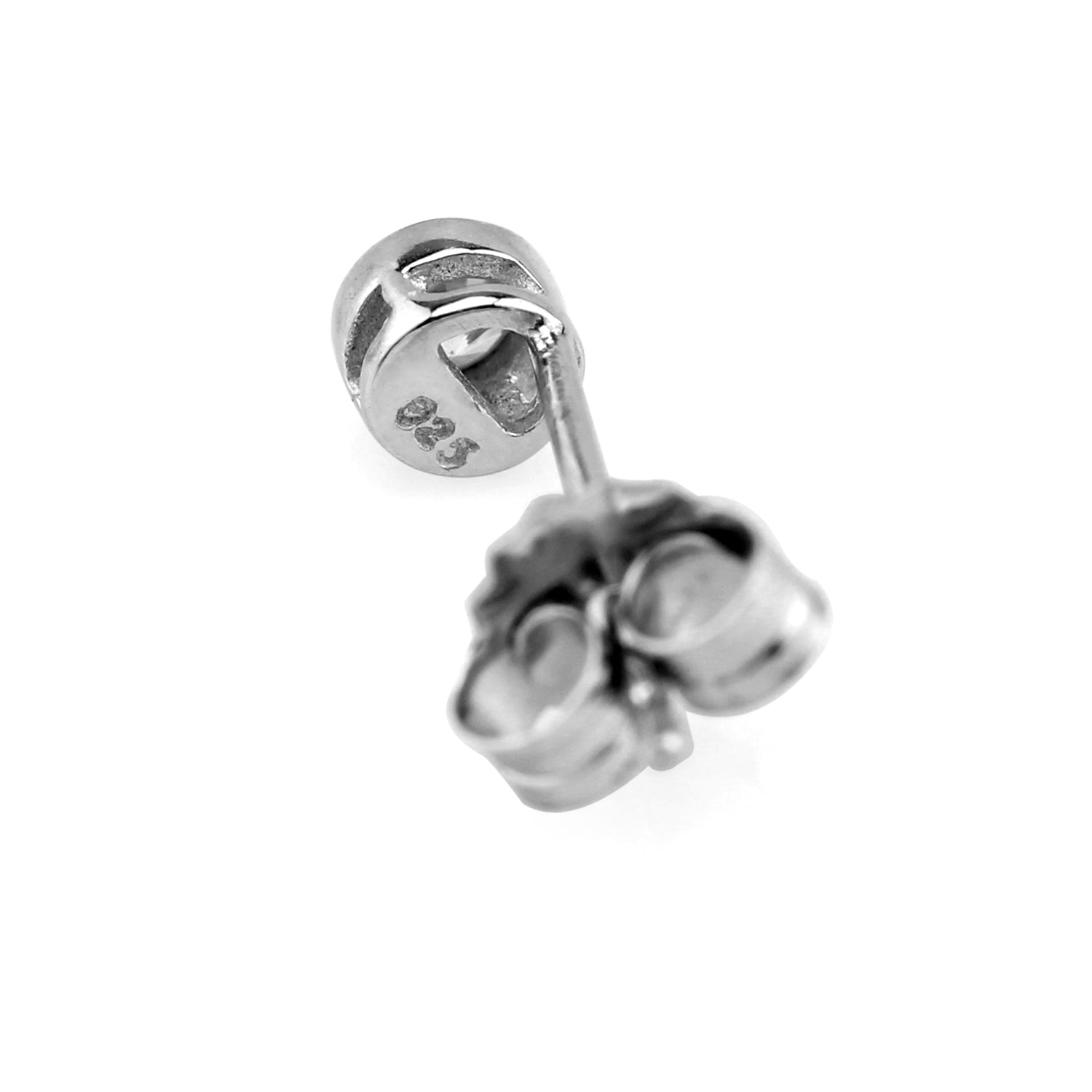 5 Pieces Extra Petite 3MM Round Created Gemstone Red Ruby, Blue Sapphire, Nano Green Emerald, Black and White CZ 925 Sterling Silver Bezel Set Stud Earrings for Second or Third Hole - Silvershake-store