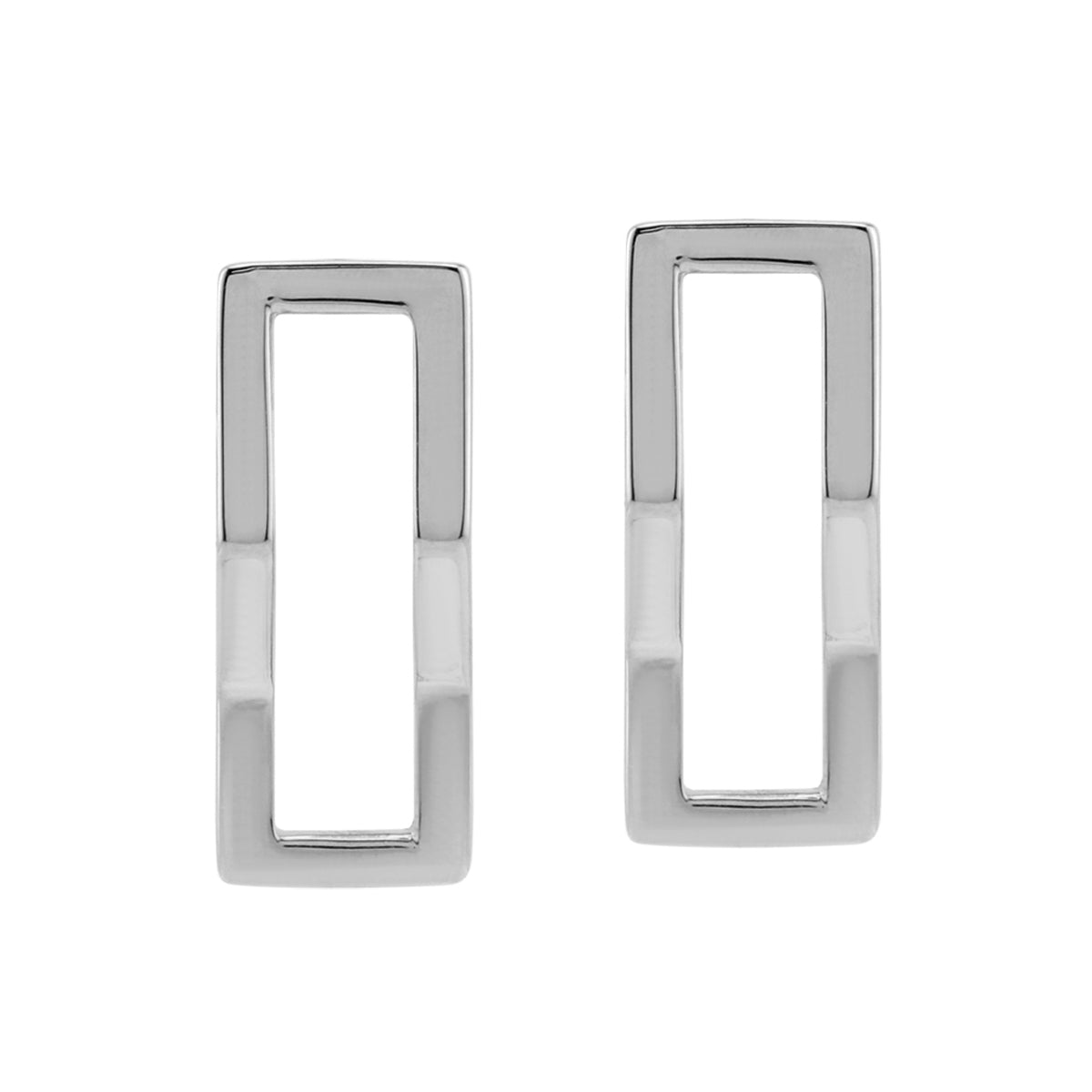 White Gold Plated 925 Sterling Silver Rectangle Shape Geometric Stud Post Earrings