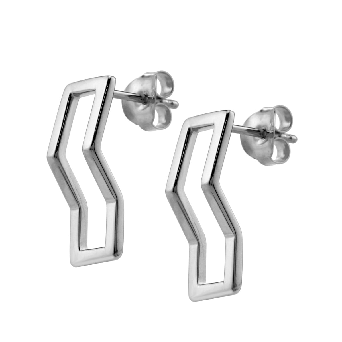 White Gold Plated 925 Sterling Silver Rectangle Shape Geometric Stud Post Earrings
