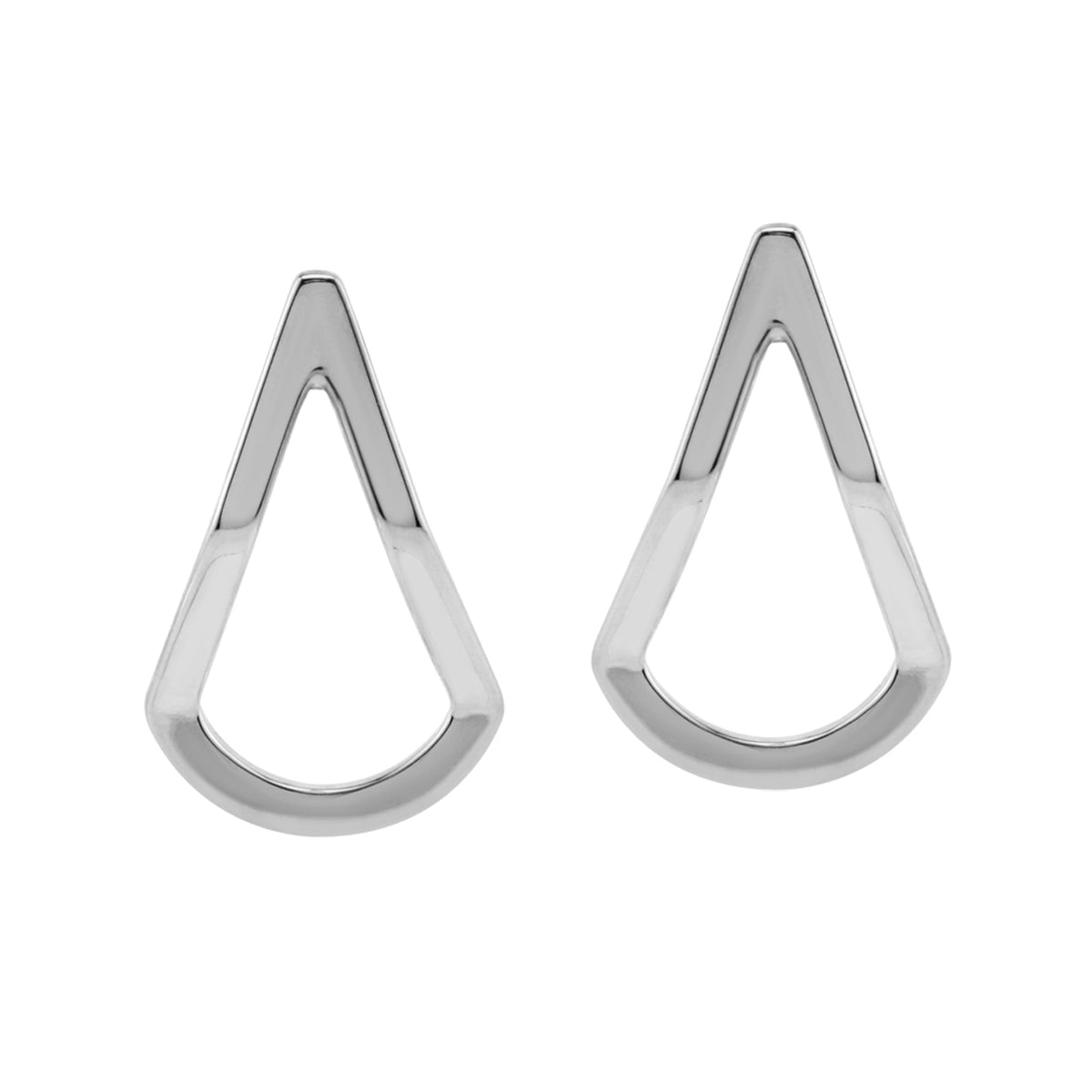 White Gold Plated 925 Sterling Silver Pear Drop Shape Geometric Stud Post Earrings