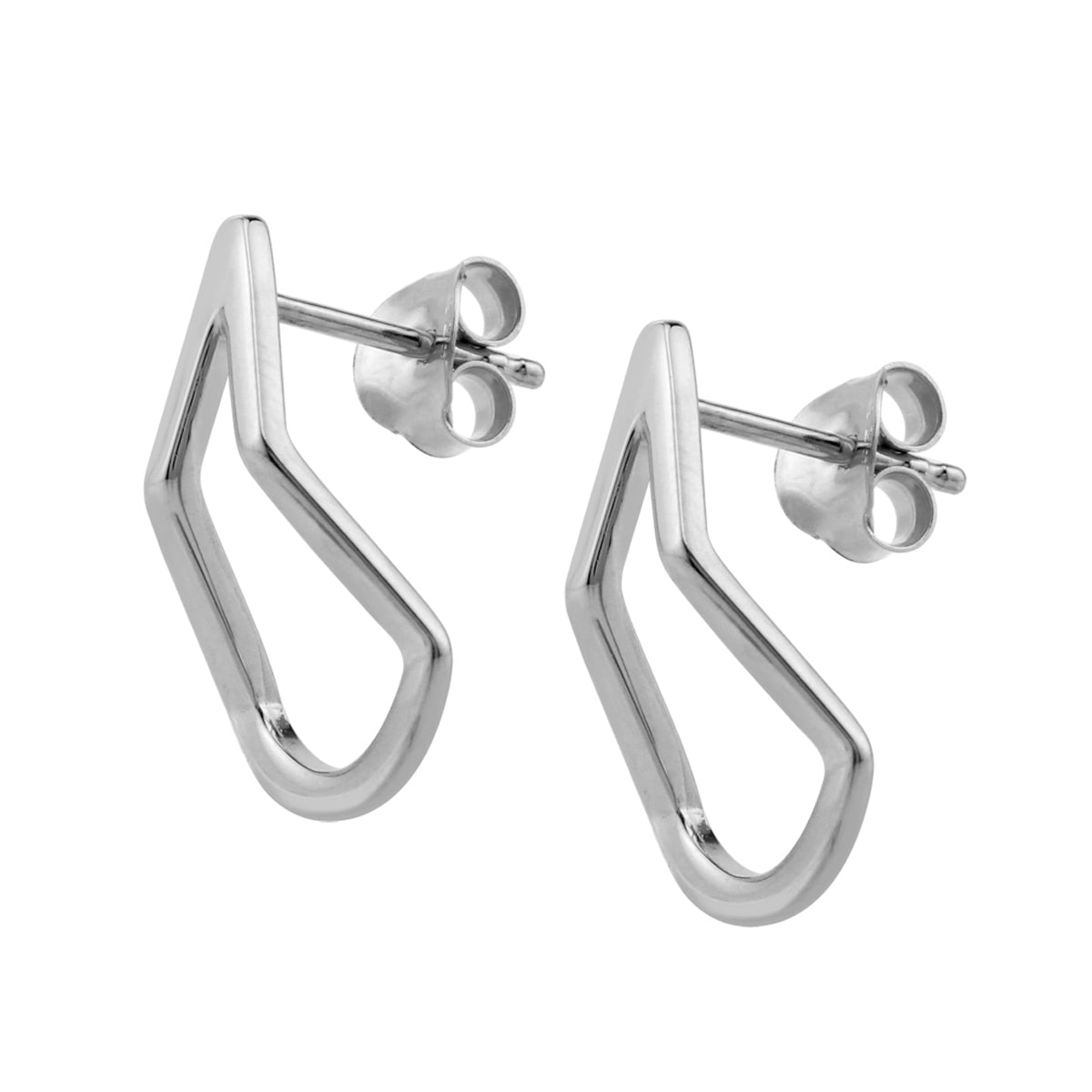 White Gold Plated 925 Sterling Silver Pear Drop Shape Geometric Stud Post Earrings