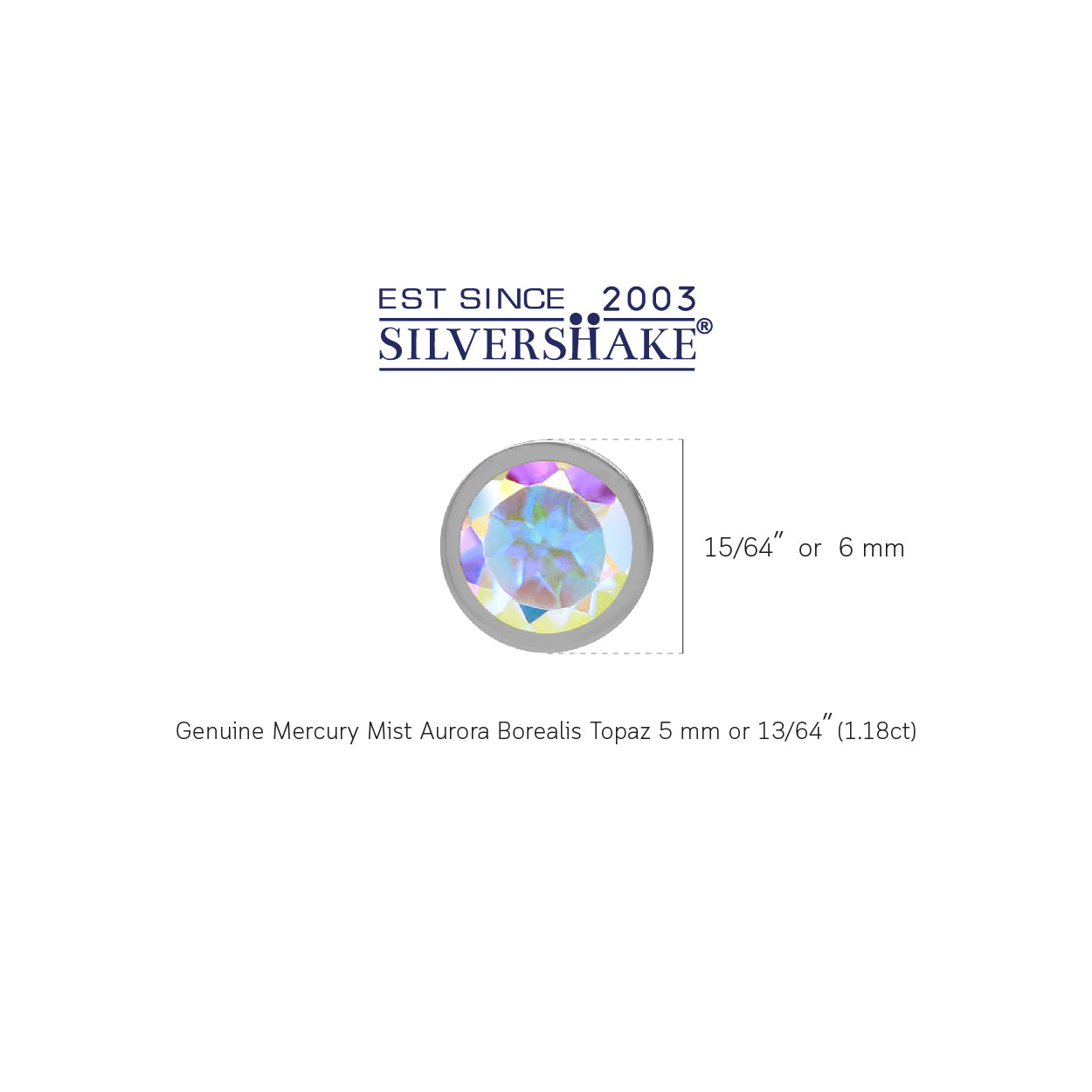 1.18 CTW Petite 5MM Genuine Round Shape Mercury Mist Aurora Borealis (AB) Topaz White Gold Plated 925 Sterling Silver Business Attire Bezel Set Stud Gemstone Earrings - Silvershake-store