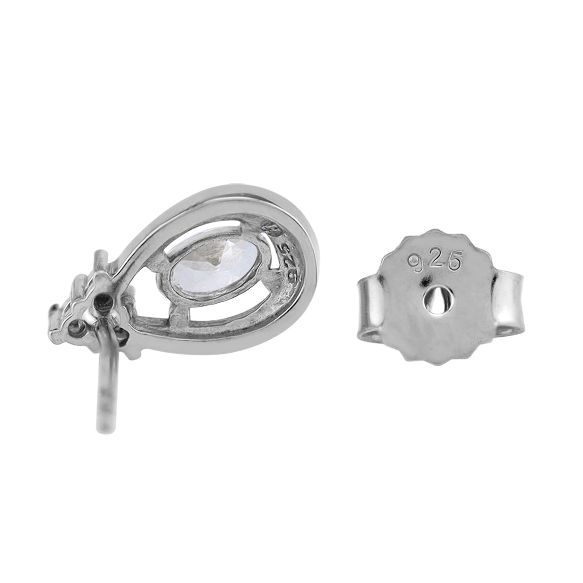 Petite Cubic Zirconia White Gold Plated 925 Sterling Silver Drop Stud Post Earrings