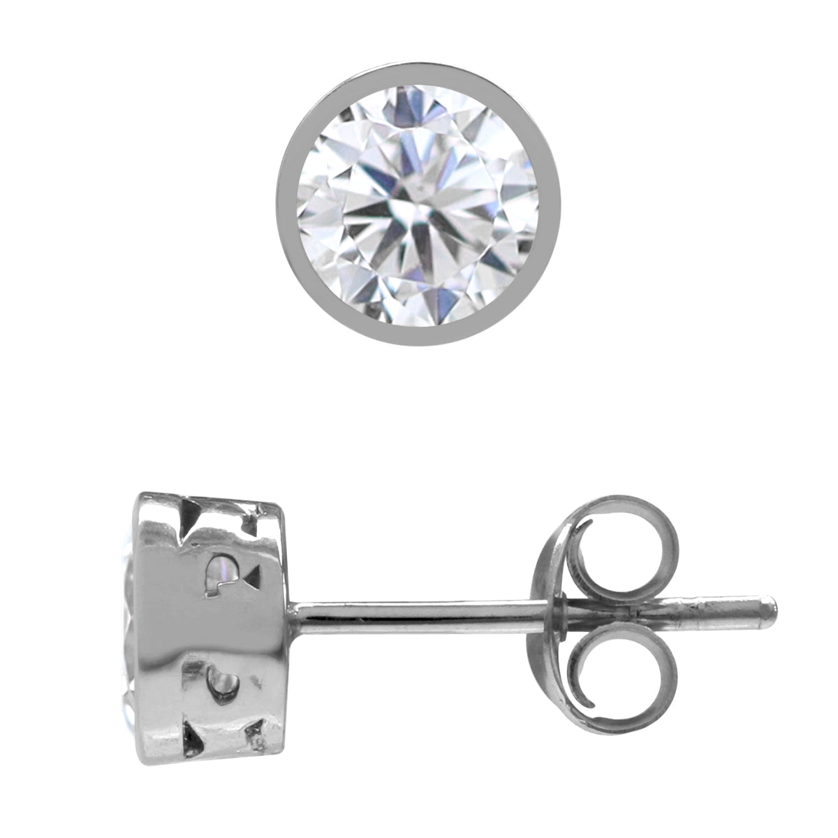 5MM Petite Round Shape Cubic Zirconia White Gold Plated 925 Sterling Silver Scroll / Filigree Stud Earrings April Gemstone Birthstone Jewelry for Women - Silvershake-store