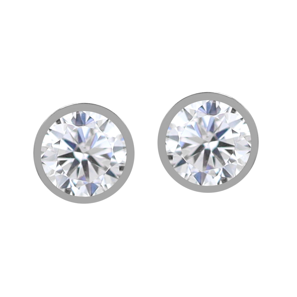 5MM Petite Round Shape Cubic Zirconia White Gold Plated 925 Sterling Silver Scroll / Filigree Stud Earrings April Gemstone Birthstone Jewelry for Women - Silvershake-store