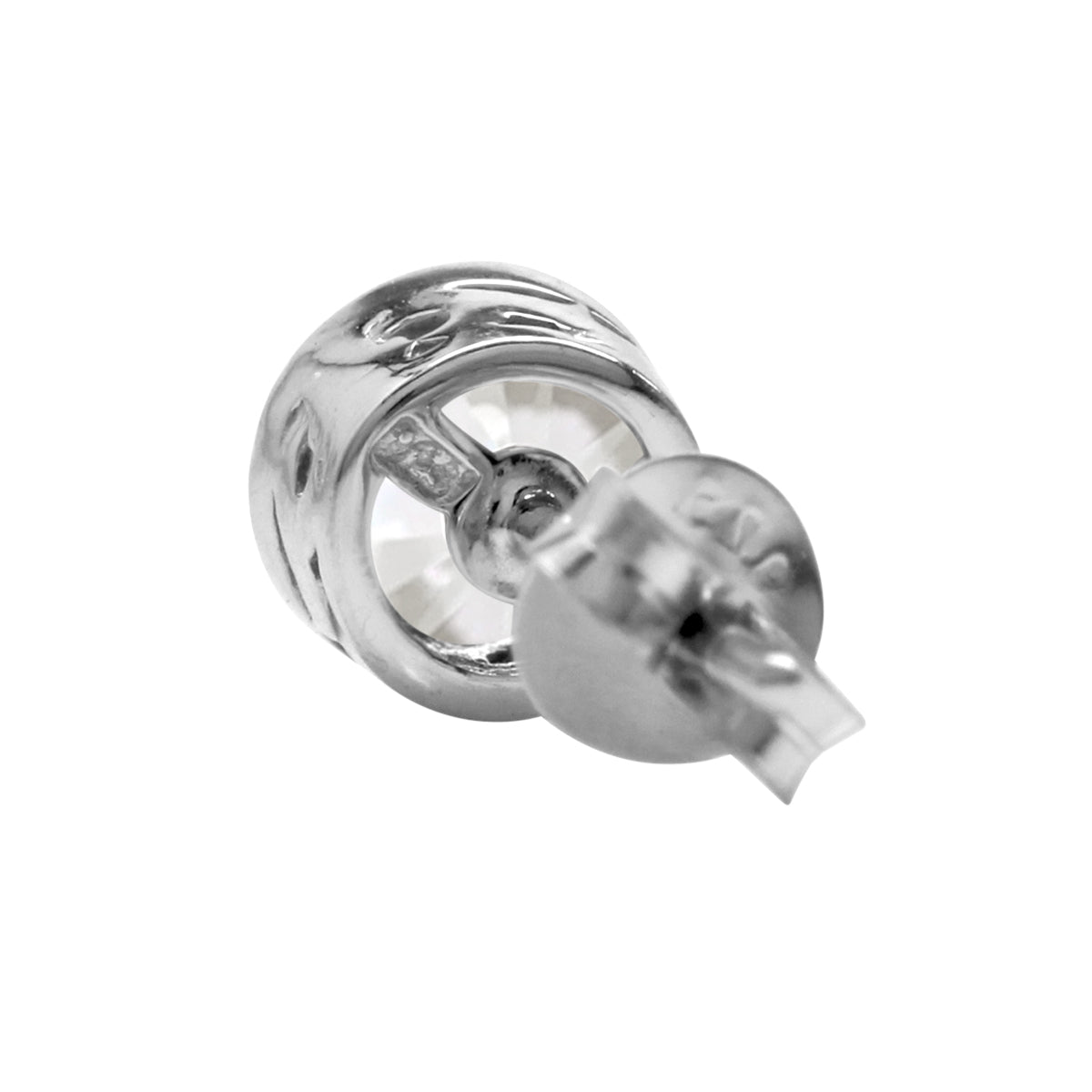 5MM Petite Round Shape Cubic Zirconia White Gold Plated 925 Sterling Silver Scroll / Filigree Stud Earrings April Gemstone Birthstone Jewelry for Women - Silvershake-store