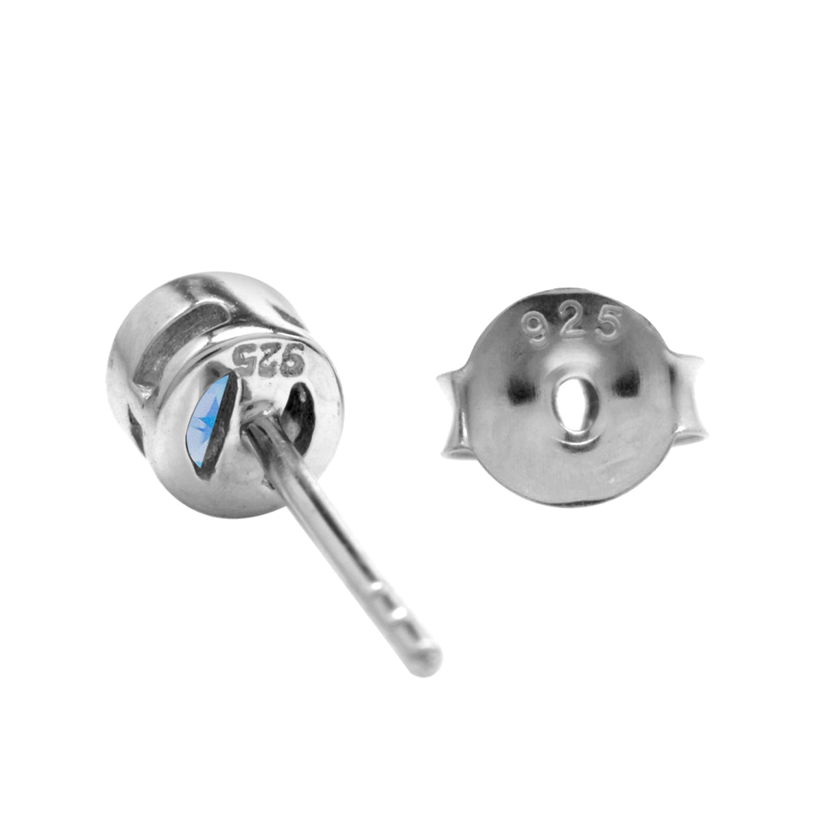 4MM Petite Genuine Round Shape Mercury Mist Aurora Borealis (AB) Topaz 925 Sterling Silver Bezel Set Stud Gemstone Earrings for Second or Third Hole Unisex Jewelry for Women or Men - Silvershake-store