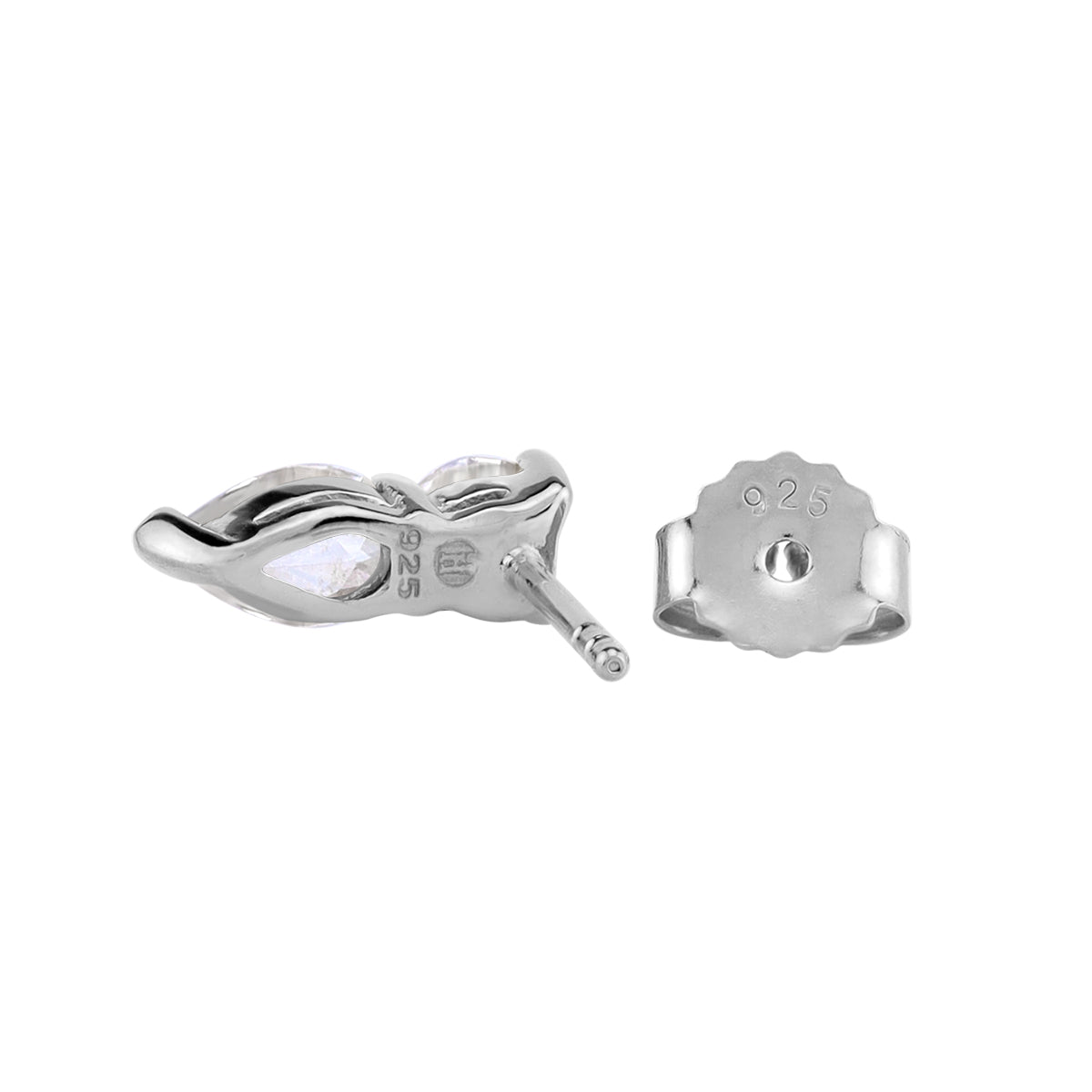 Cubic Zirconia White Gold Plated 925 Sterling Silver Basic Drop Stud Post Earrings