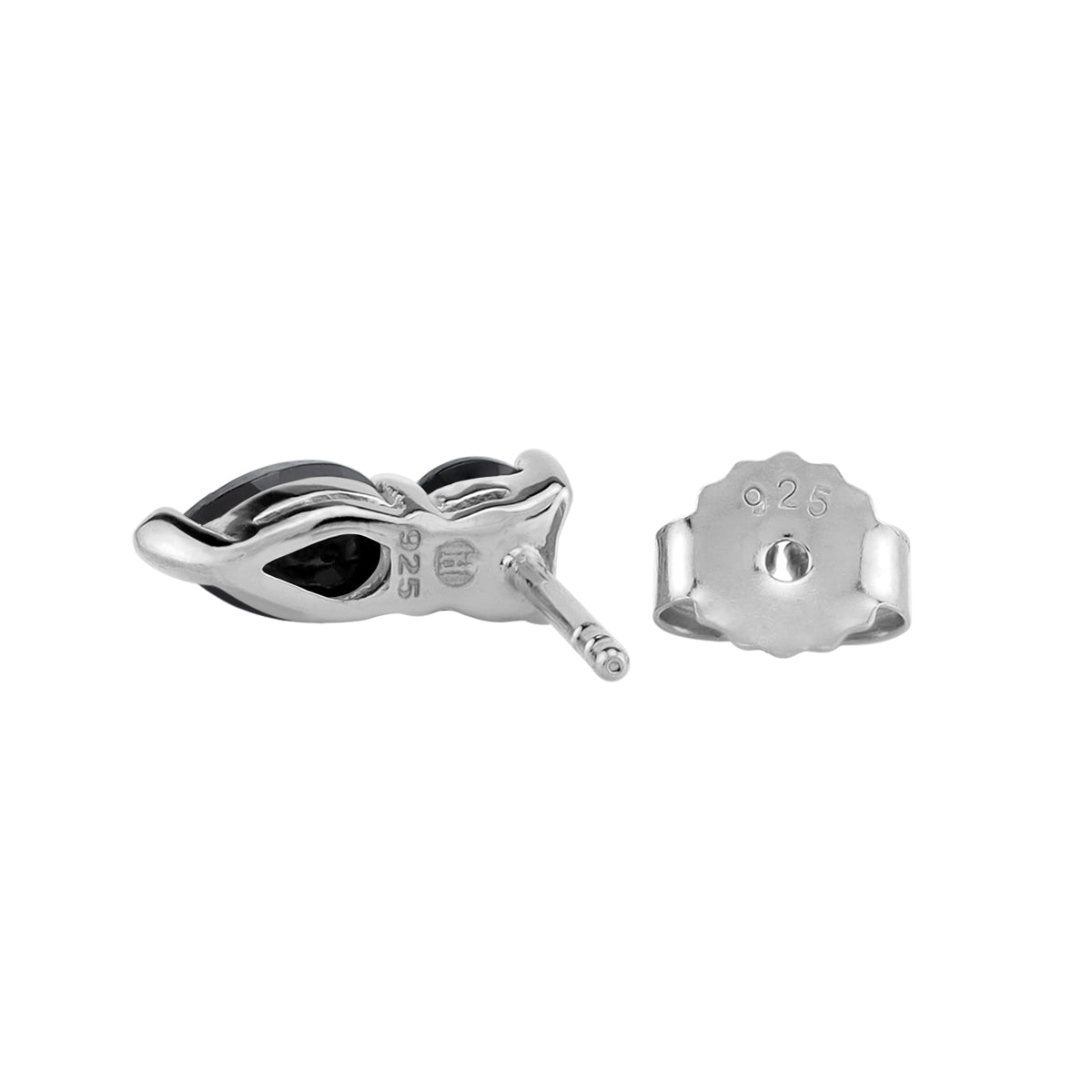 1.64 CTW Natural Black Onyx White Gold Plated 925 Sterling Silver Basic Drop Stud Post Gemstone