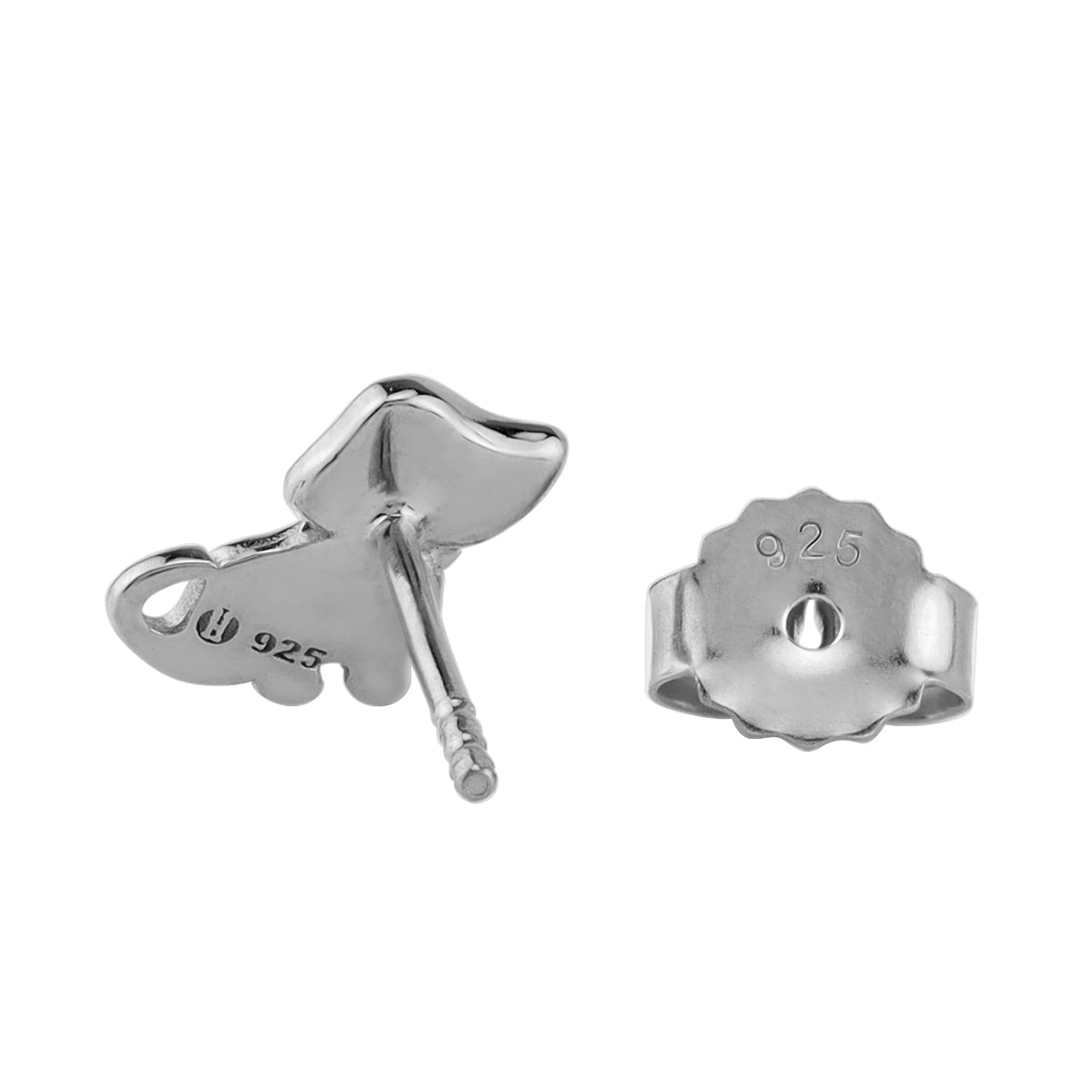 8MM Petite Black Enamel White Gold Plated 925 Sterling Silver Minimalist Dog Pet Casual Stud Earrings