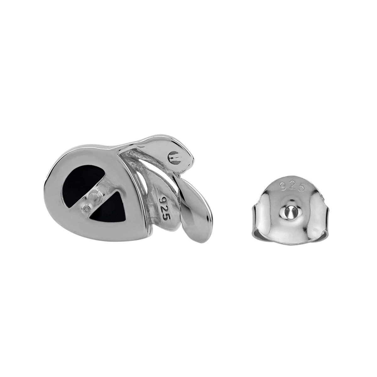 Silvershake 8X6mm Natural Pear Shape Black Onyx White Gold Plated 925 Sterling Silver Leaf Casual Stud Post Gemstone Earrings Jewelry for Women - Silvershake-store
