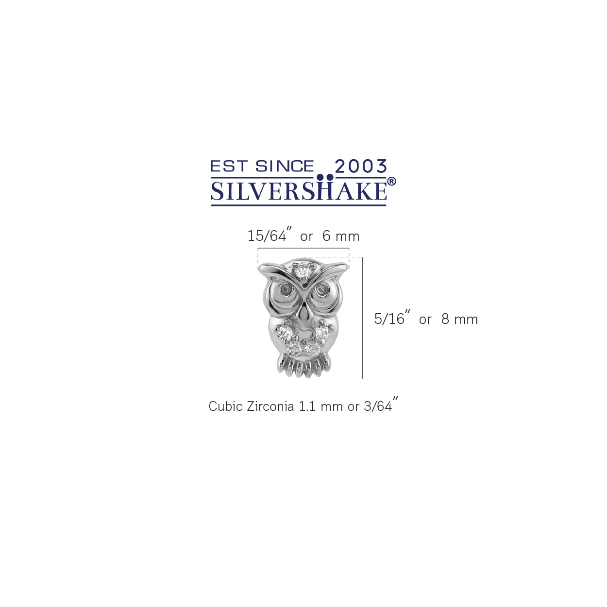 Silvershake Petite Cubic Zirconia White Gold Plated 925 Sterling Silver Wise Owl Casual Stud Earrings April Gemstone Birthstone Jewelry for Women - Silvershake-store